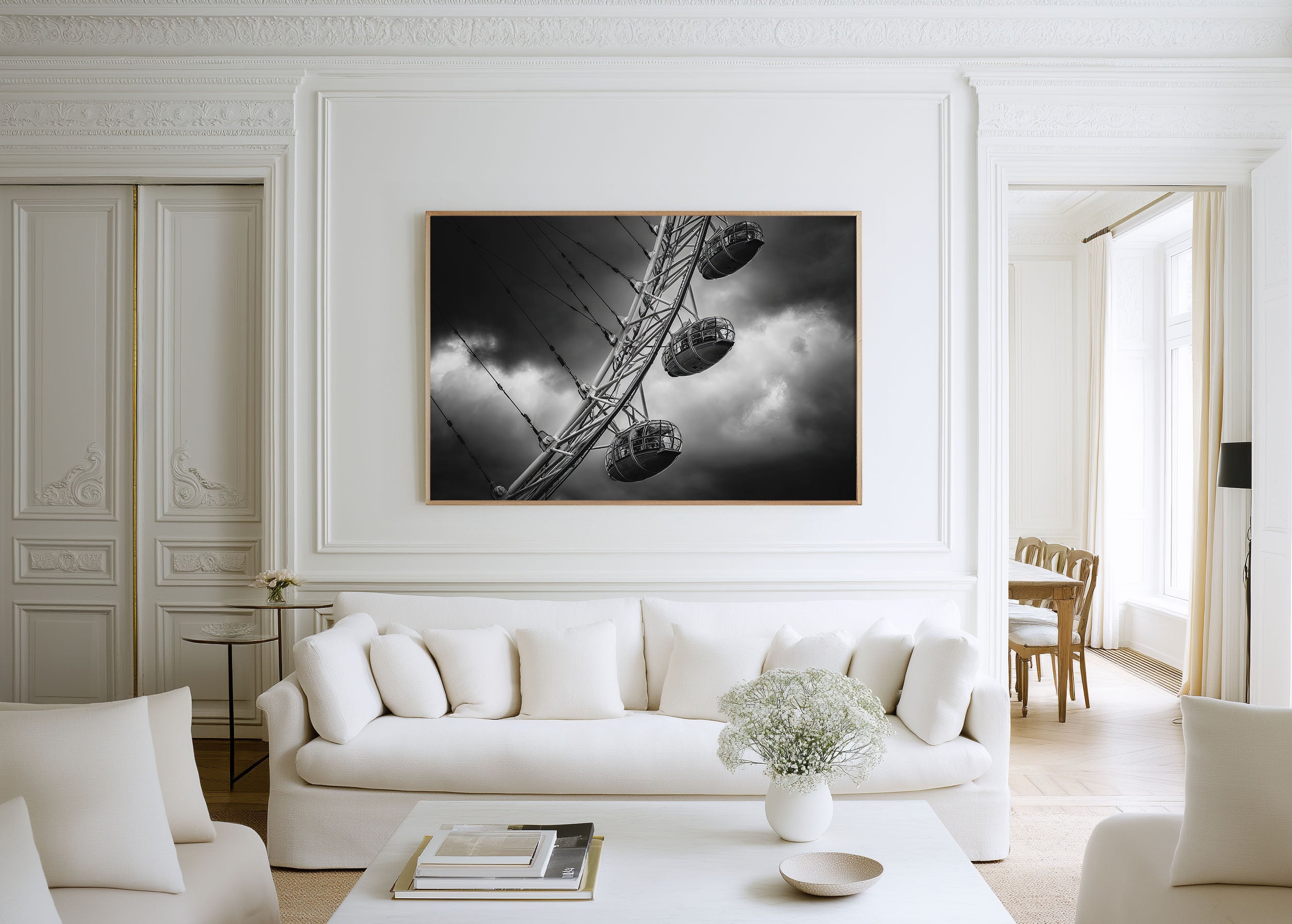 London Eye Black & White Wall Art Print