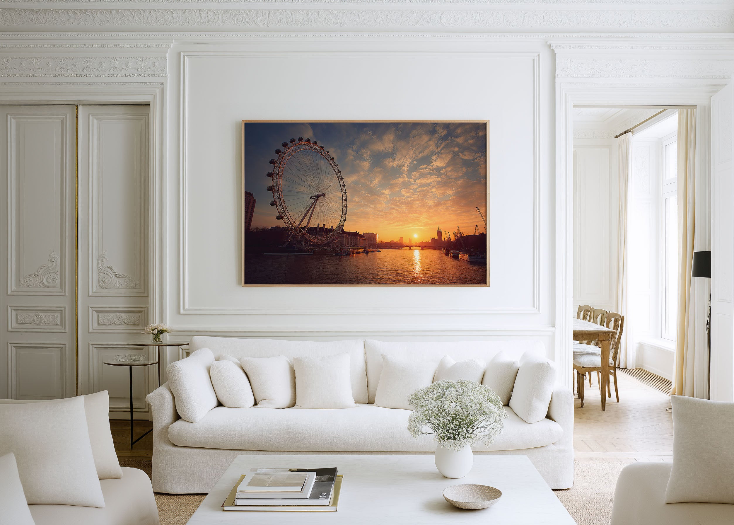 London Eye Sunset Wall Art Print – Thames River Cityscape Canvas