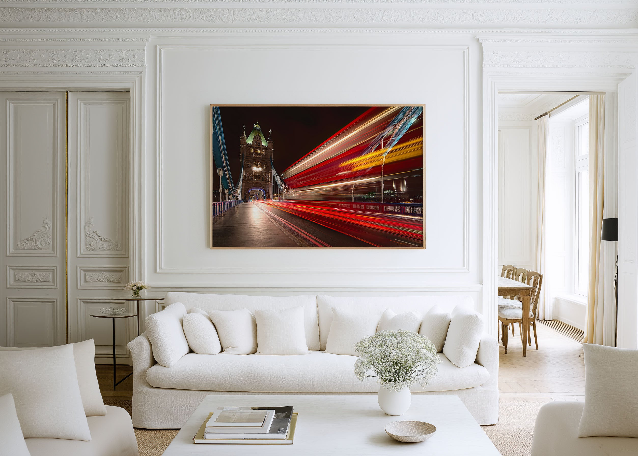 London Tower Bridge Red Bus Night Wall Art Print