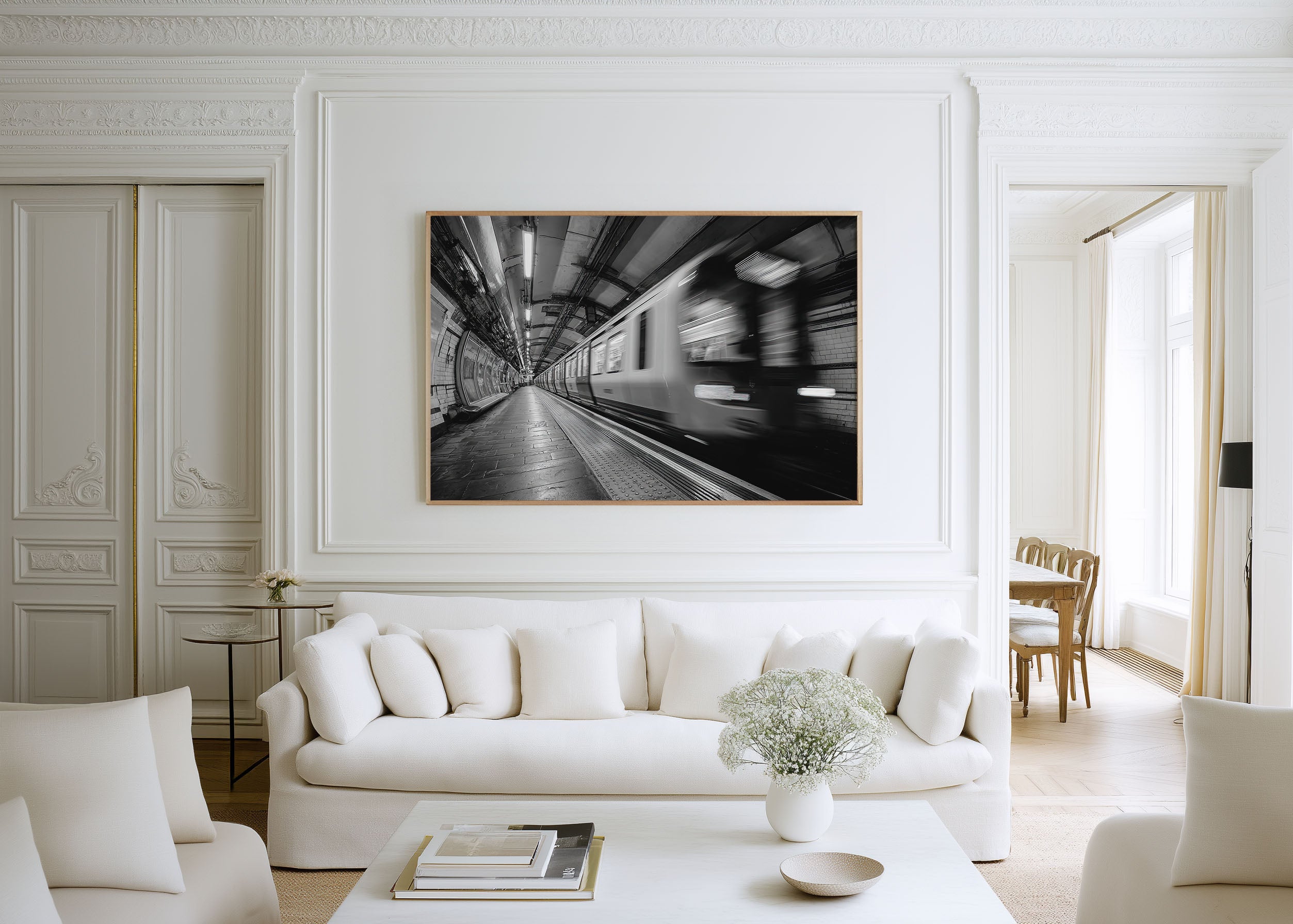London Underground Black & White Wall Art Print