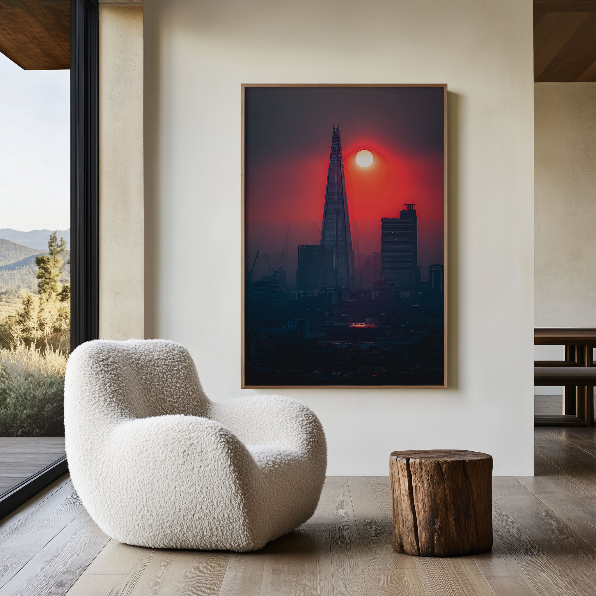 London The Shard Sunset Wall Art | London Skyline Blood Moon UK Print | Travel Photography Poster