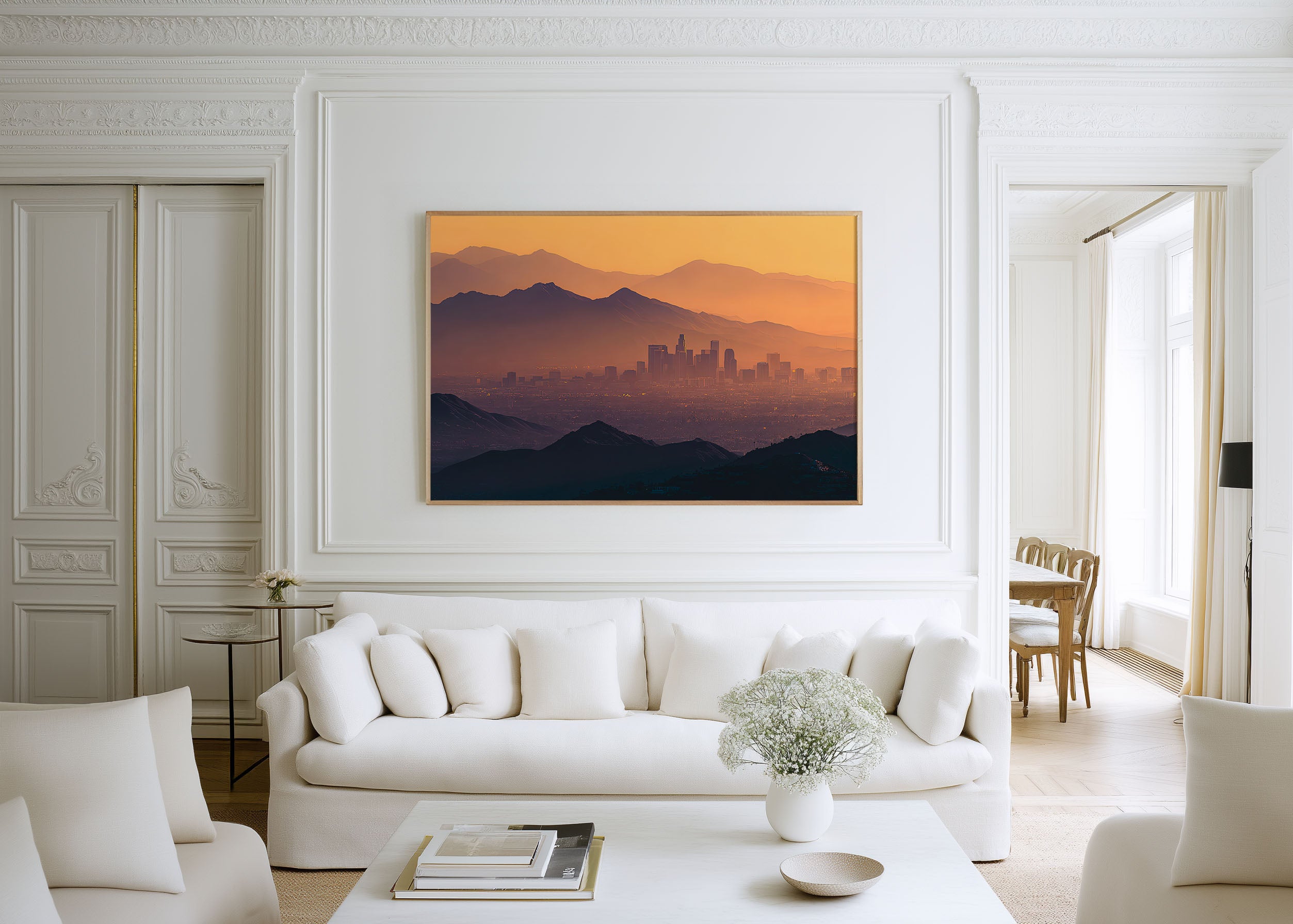 Los Angeles Skyline Sunset Wall Art Print | Downtown LA Cityscape