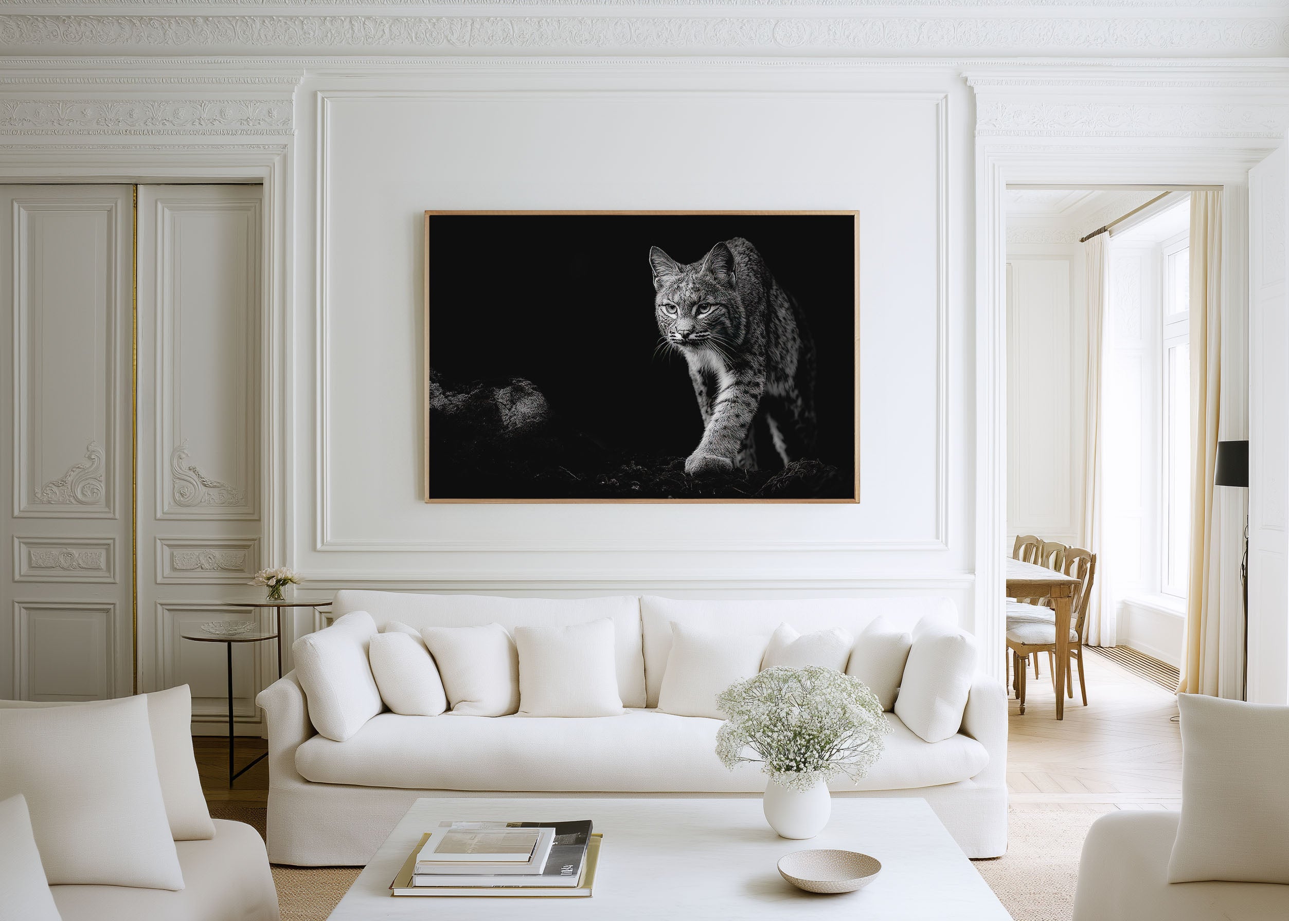 Lynx Black and White Wildlife Wall Art