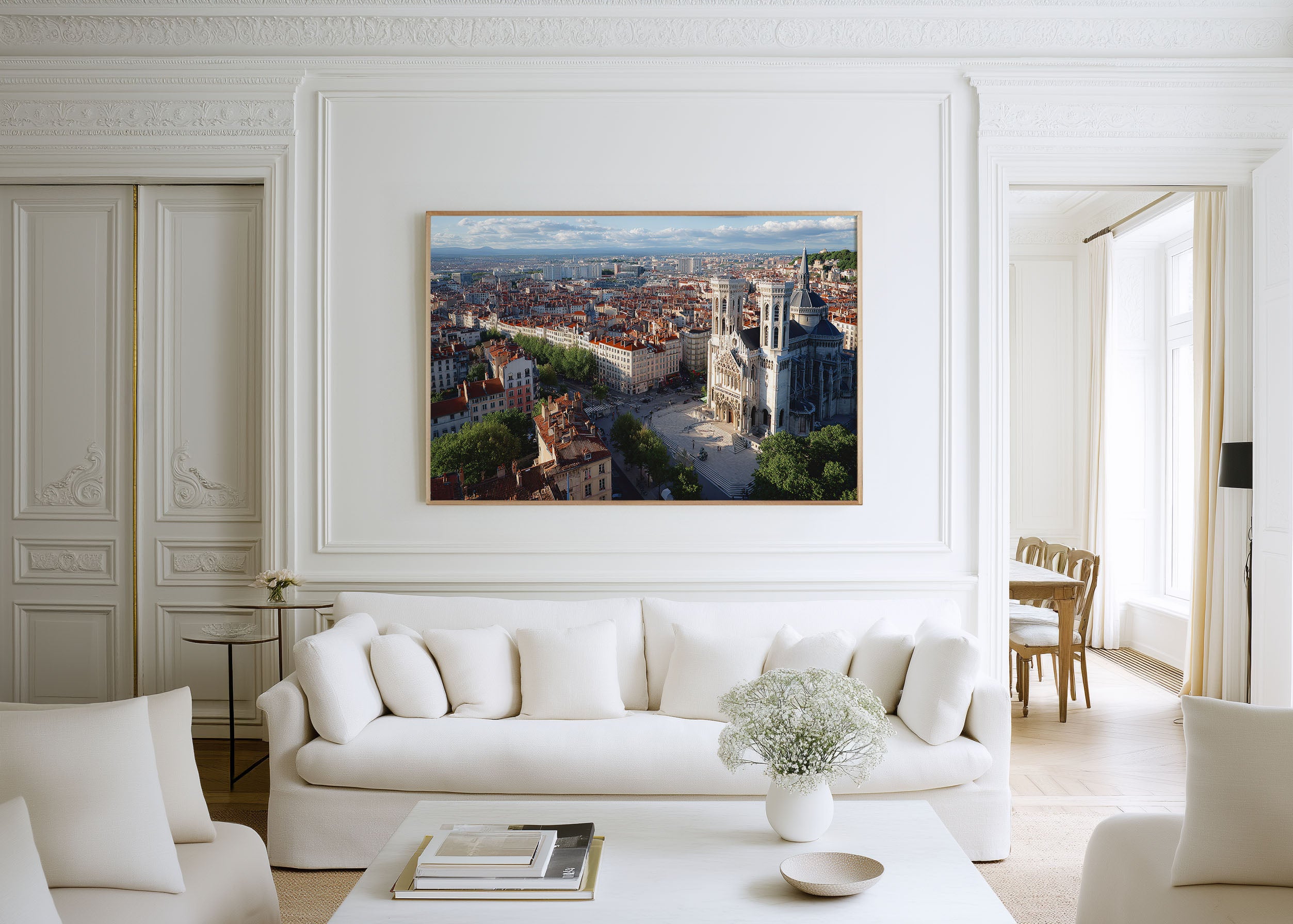 Lyon France Basilica Cityscape Wall Art Print – European Skyline Panorama