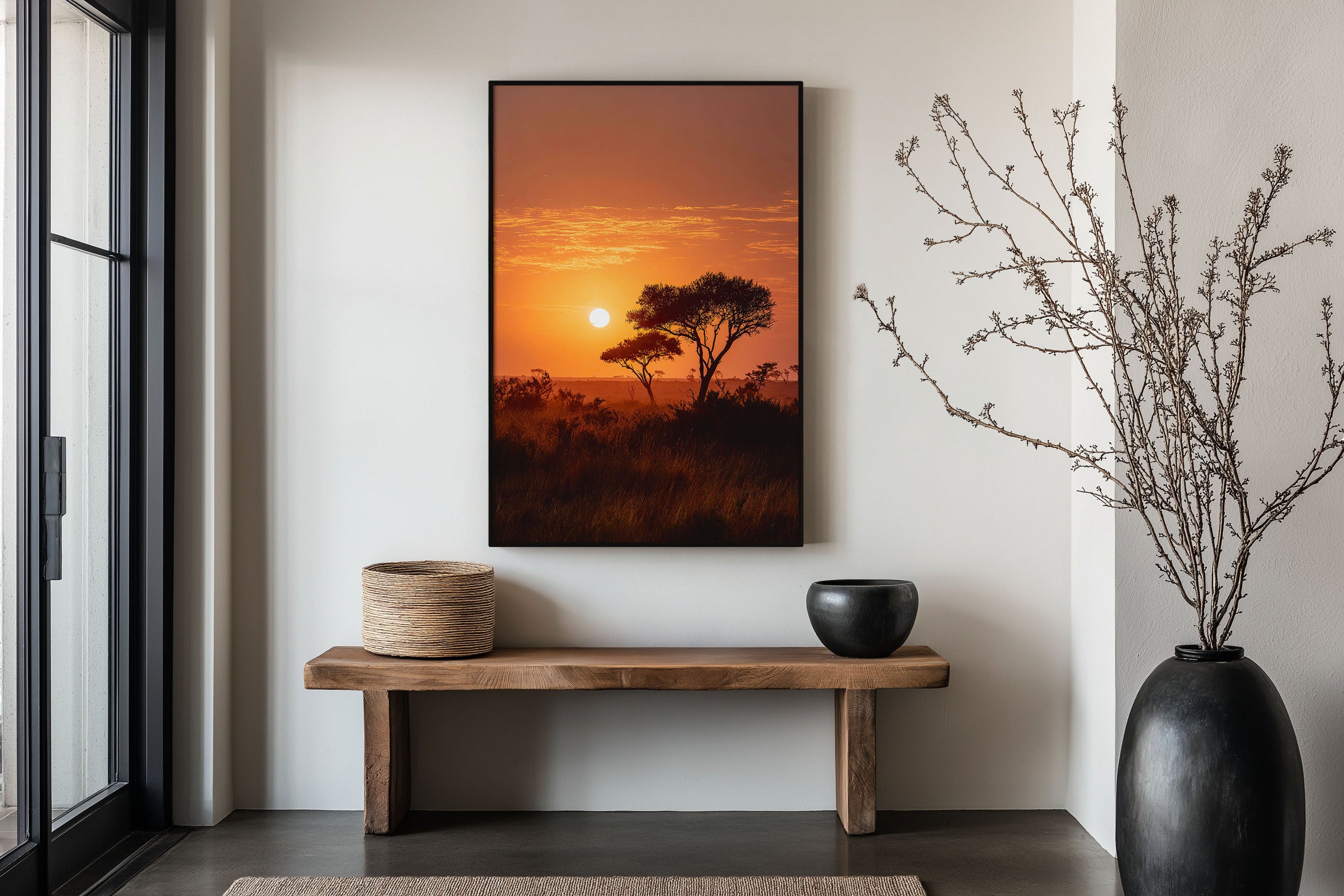 Maasai Mara Sunset Wall Art Print | Kenya Africa Acacia Tree Savanna Photography | East Africa Safari Travel Poster | Warm Earthy Home Decor