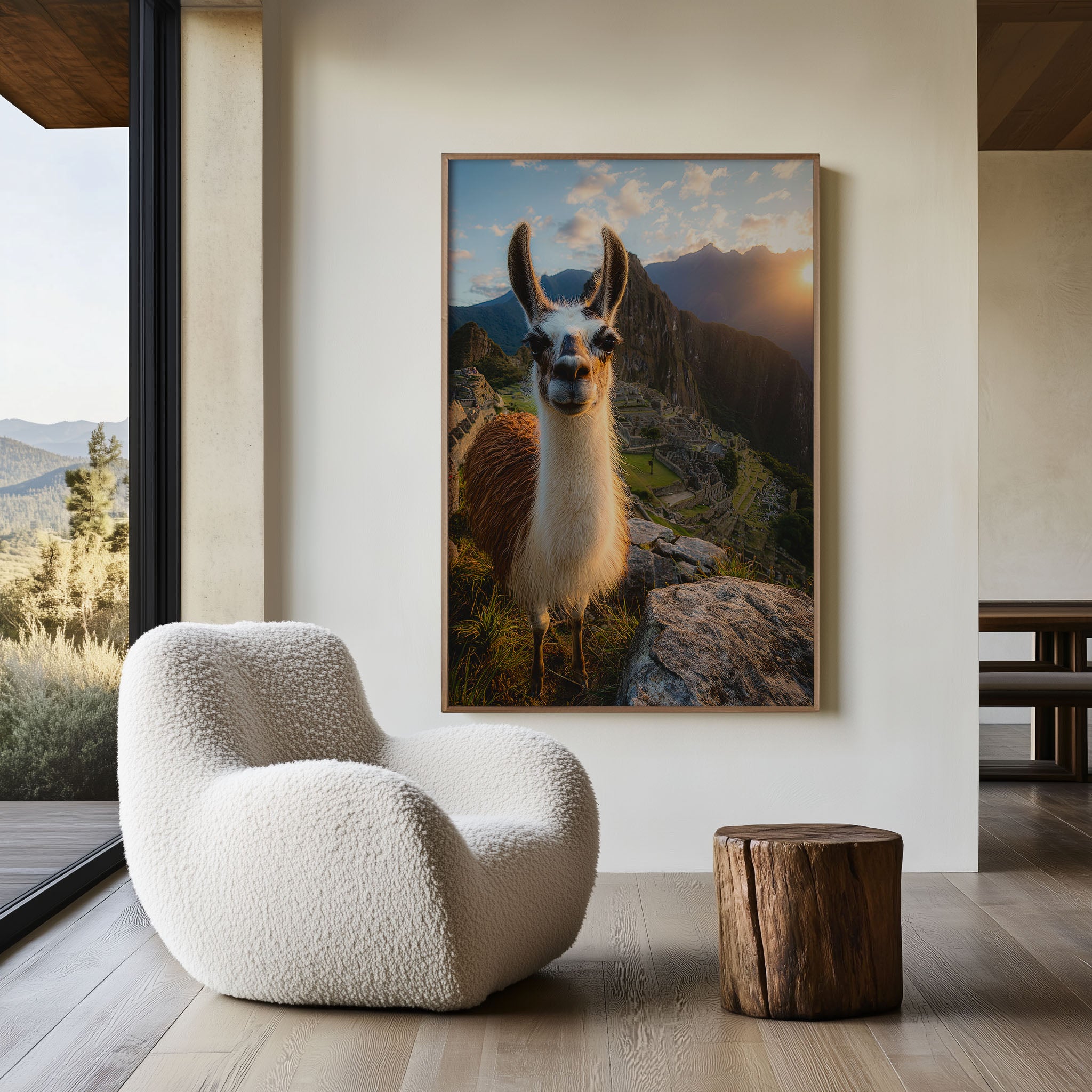 Machu Picchu Llama Wall Art Print – Peru Mountain Landscape Canvas & Framed Travel Decor