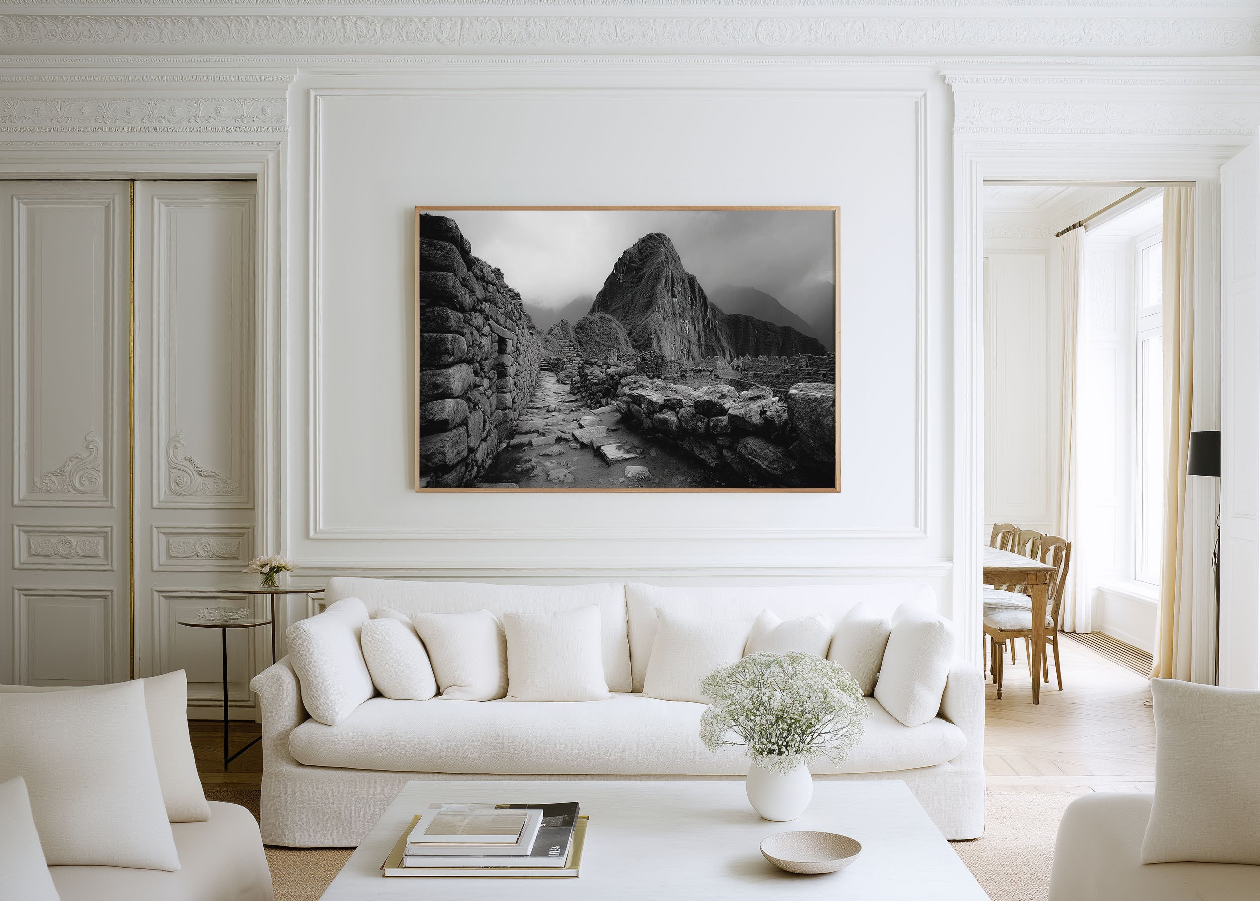 Machu Picchu Wall Art Print – Black and White Stone Path Photography