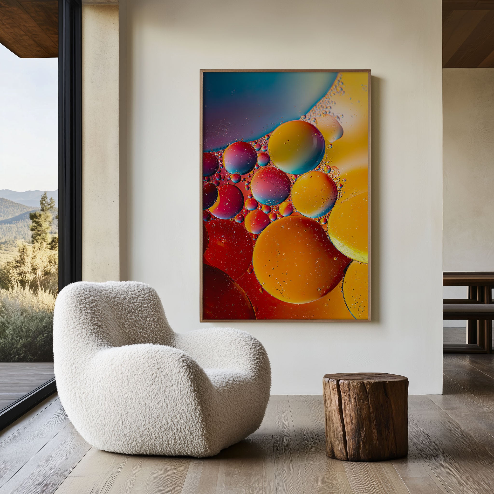 Macro Abstract Oil on Water Colourful Bubbles Wall Art Print | Bold Abstract Photography Poster | Modern Colourful Art Decor