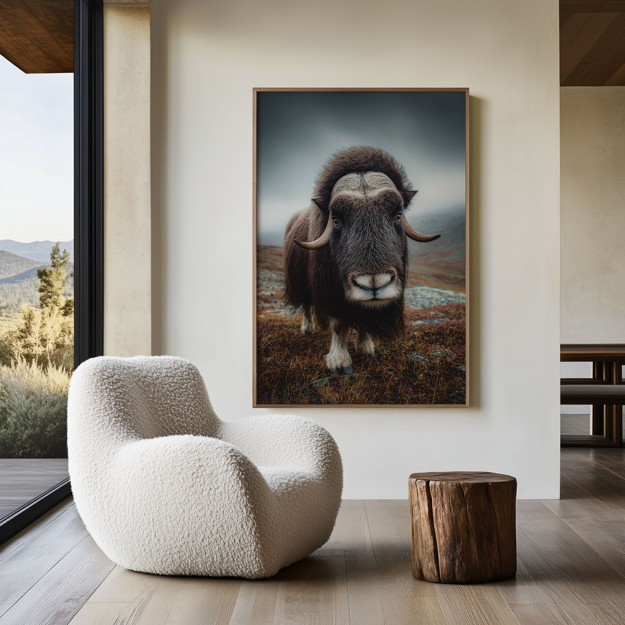 Musk Ox Wall Art Print – Arctic Wildlife Canvas & Framed Majestic Animal Landscape Decor