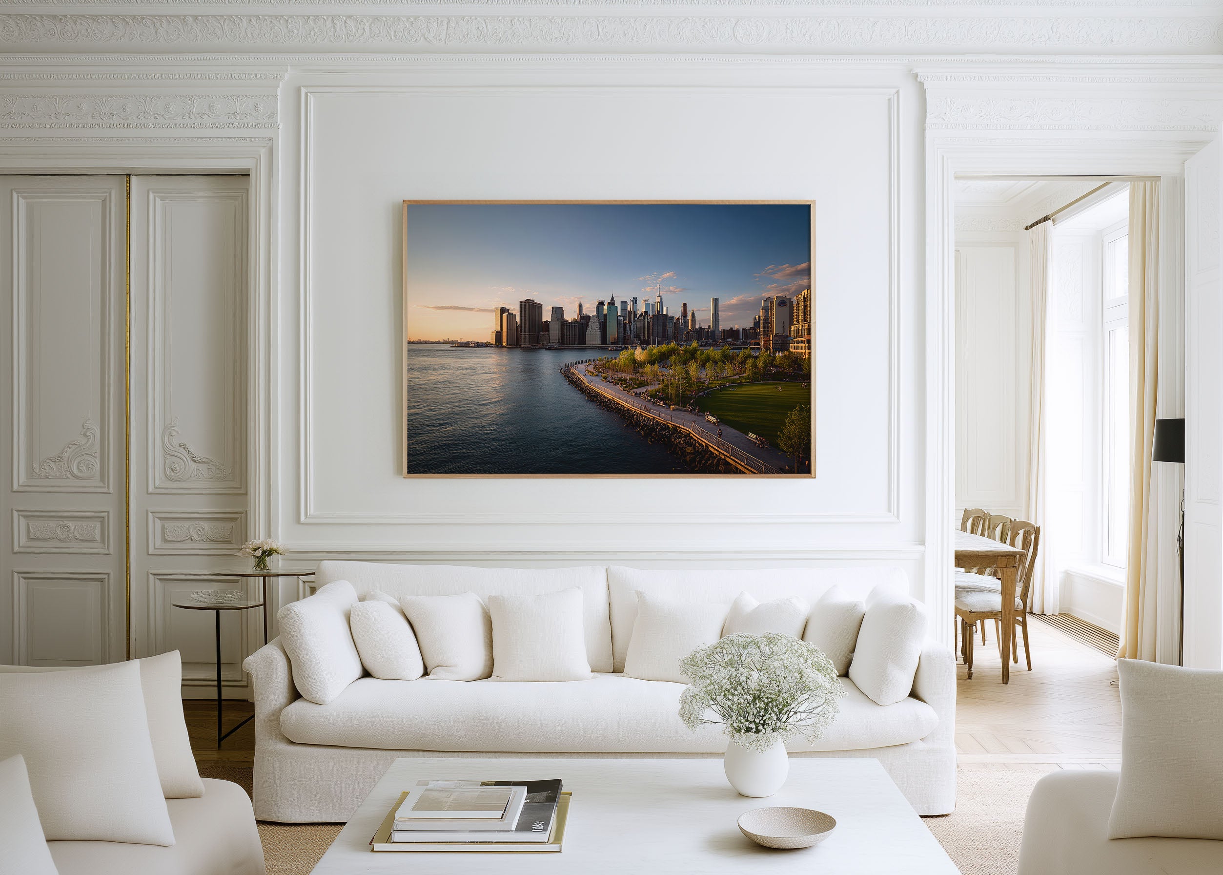 Manhattan Skyline Wall Art Print | New York Golden Hour Cityscape Decor