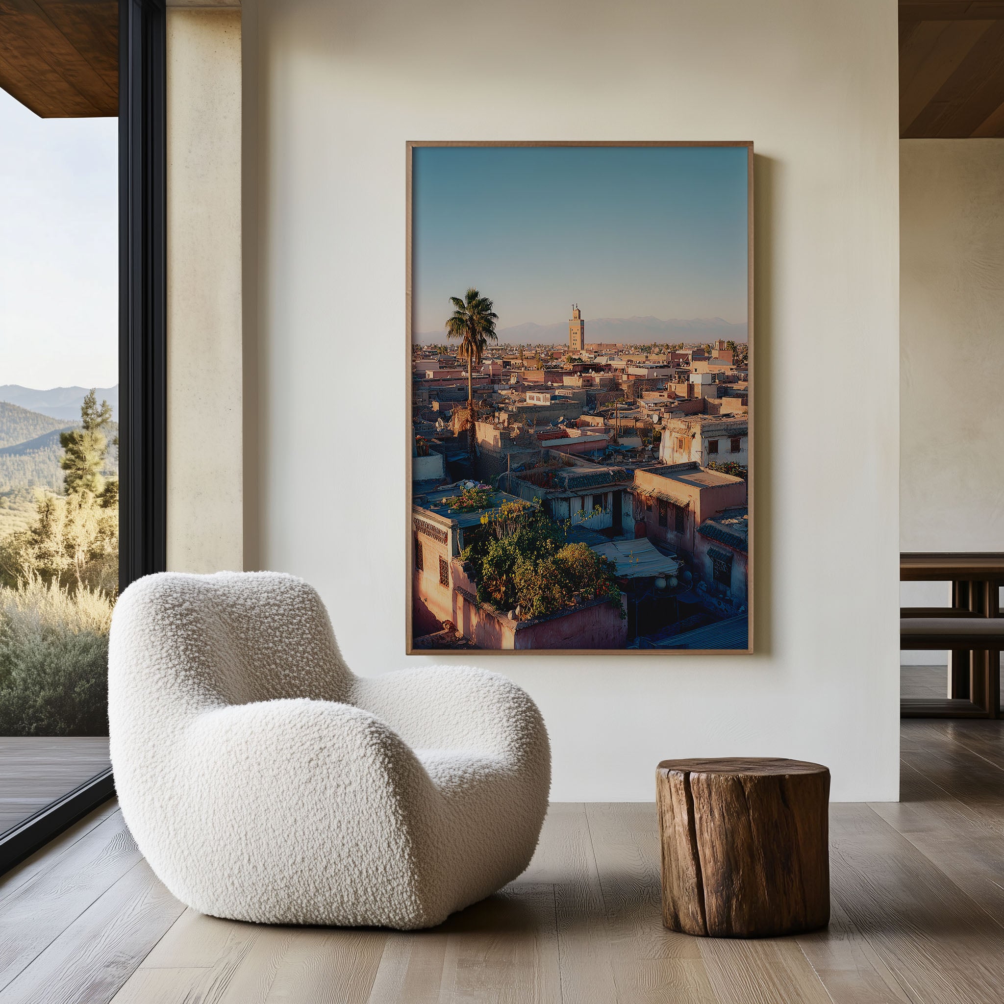 Marrakech Rooftop Wall Art Print | Koutoubia Mosque Medina Skyline Photography | Morocco Travel Poster | Boho Eclectic Home Decor