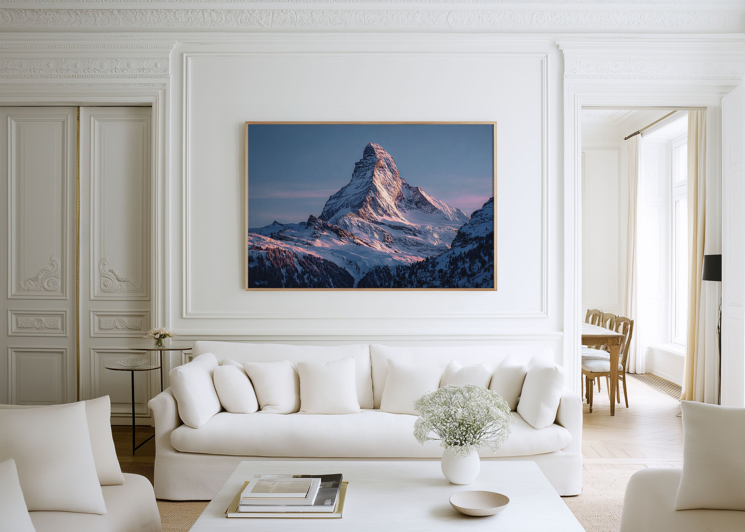 Matterhorn Winter Alpenglow Print | Swiss Alps Sunrise Wall Art