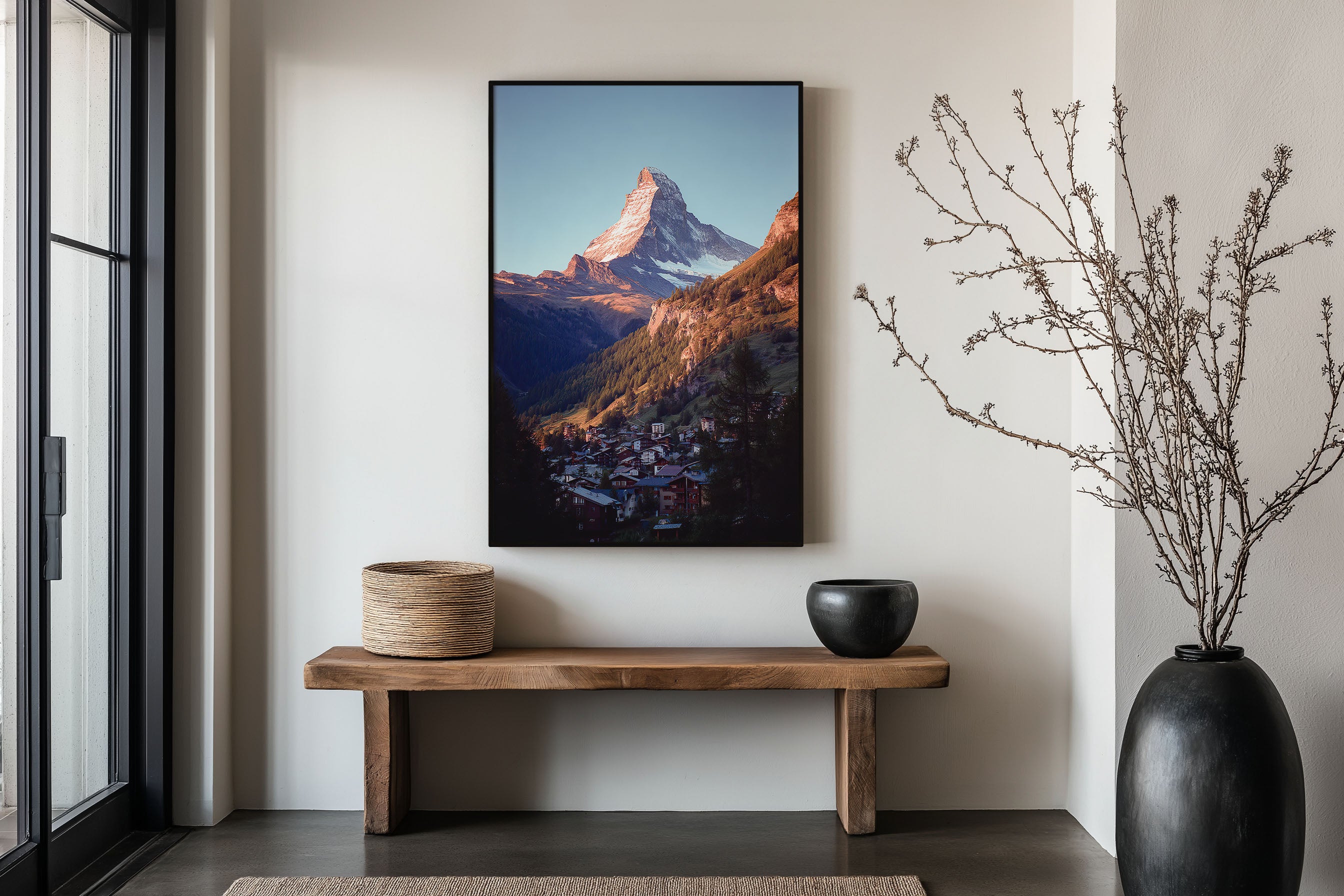 Matterhorn Zermatt Wall Art Print | Swiss Alps Village Sunrise Alpenglow Photography | Switzerland Travel Poster | Alpine Home Decor