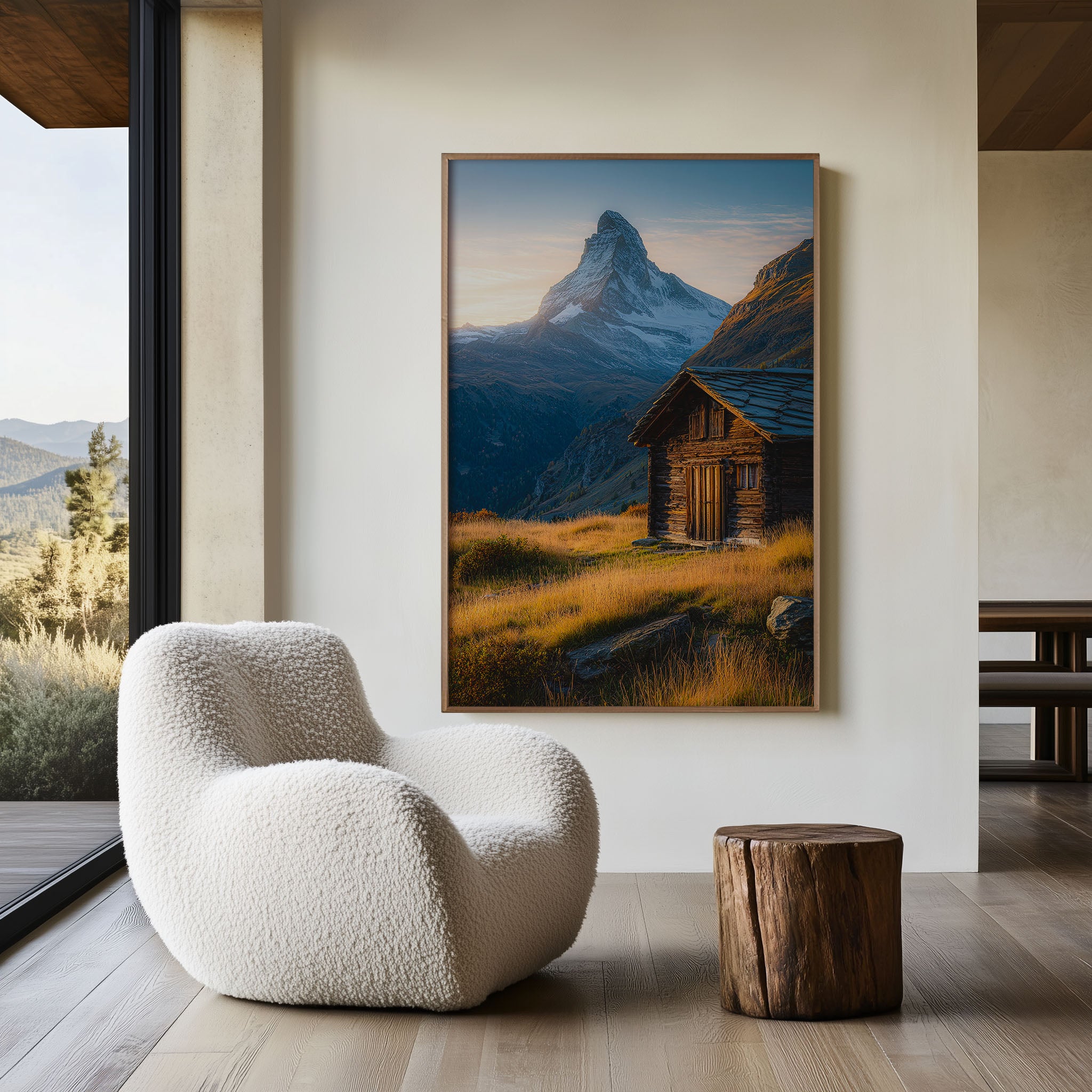 Matterhorn Sunrise Wall Art Print | Swiss Alps Cabin Landscape Photography