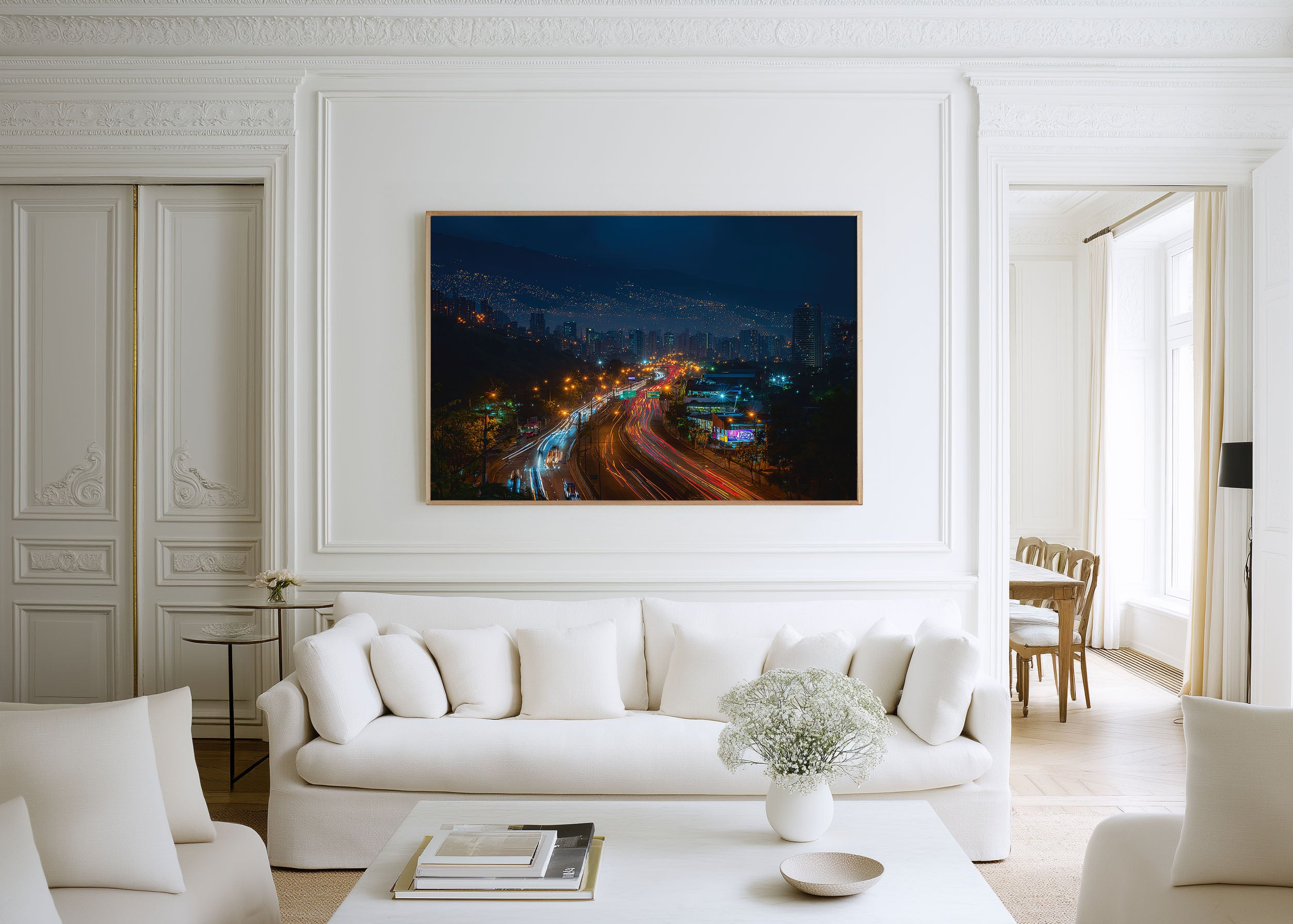 Medellín City Lights Night Wall Art Print, Colombia