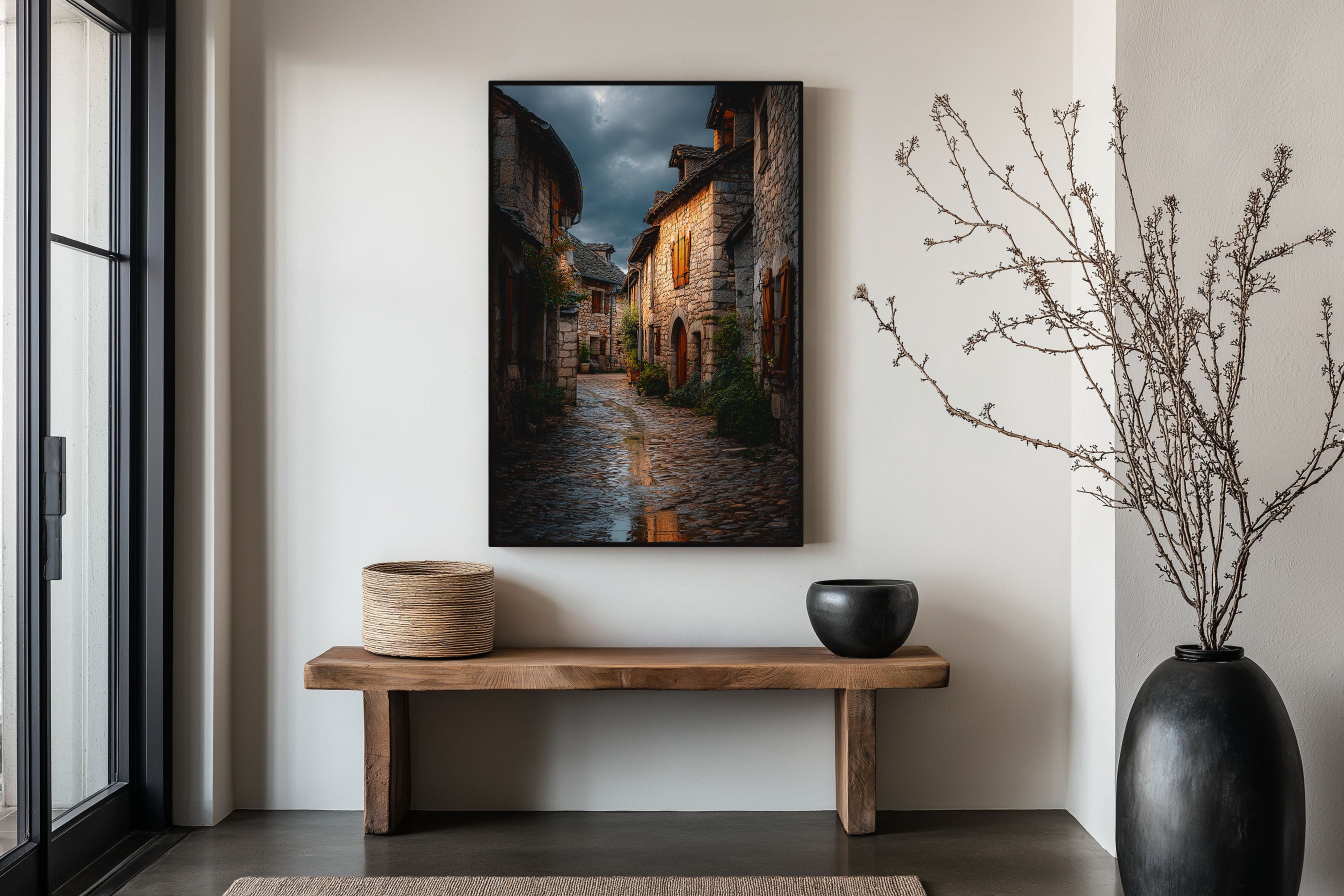 Medieval Stone Village Street Print | French Countryside Wall Art | Cobblestone Alley Photography