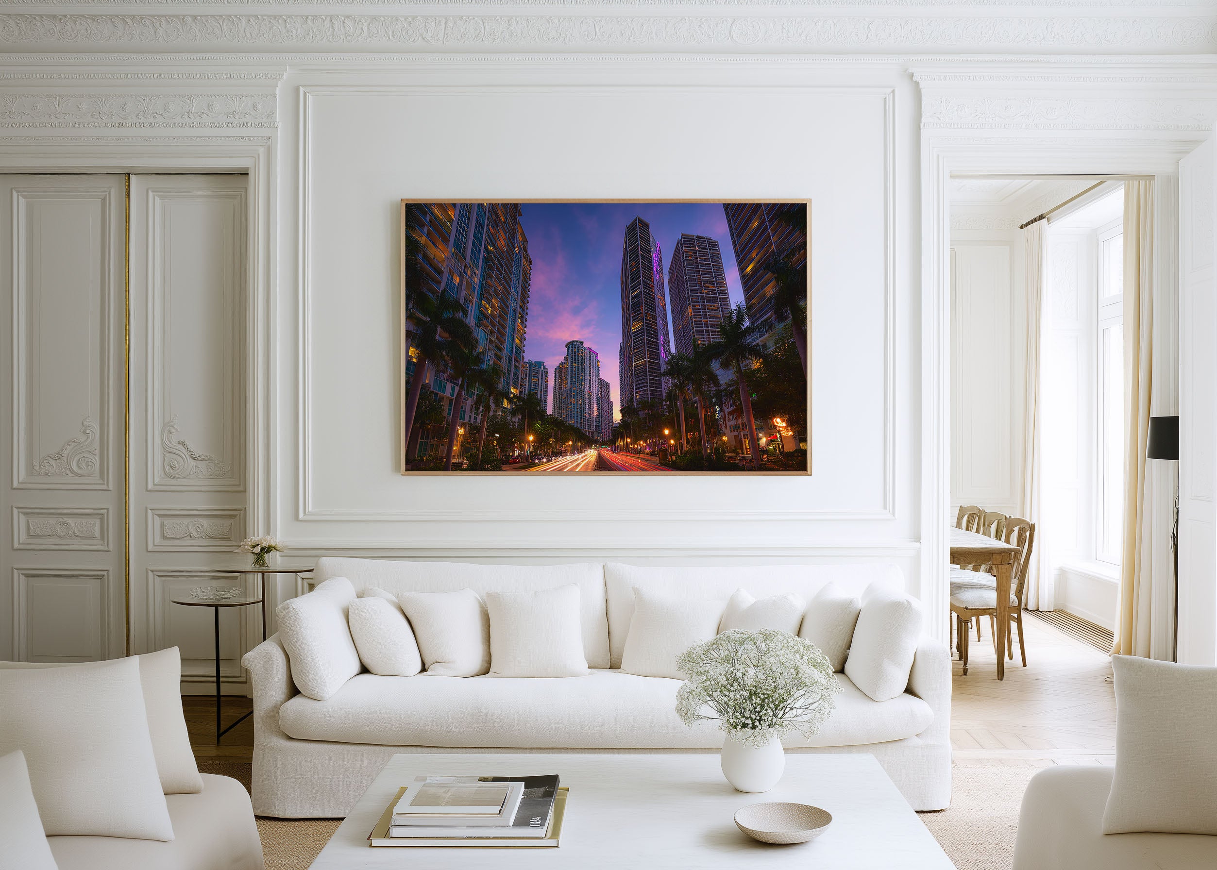 Miami Brickell Skyline Wall Art Print, Florida Tropical City