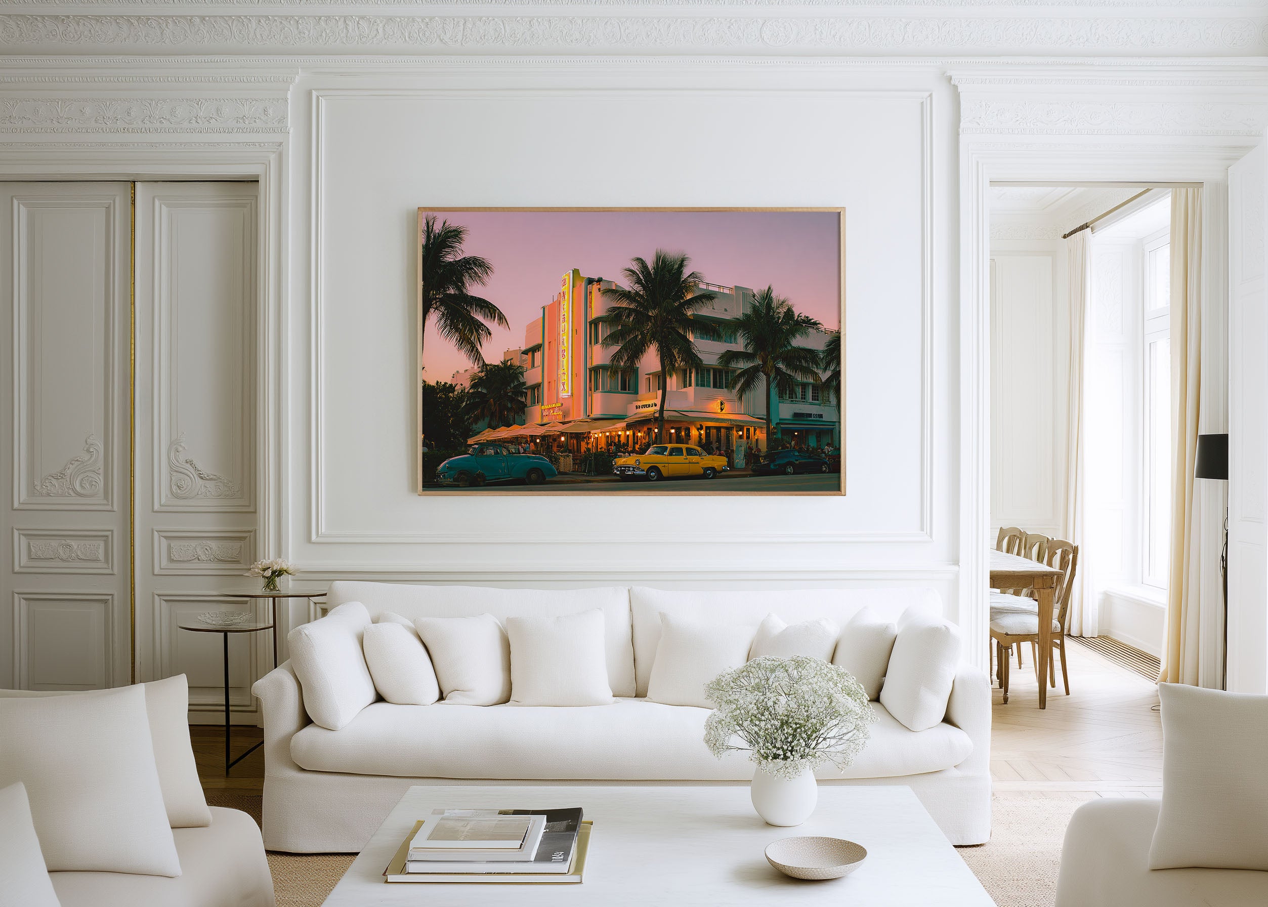 Miami Ocean Drive Art Deco Sunset Wall Art Print