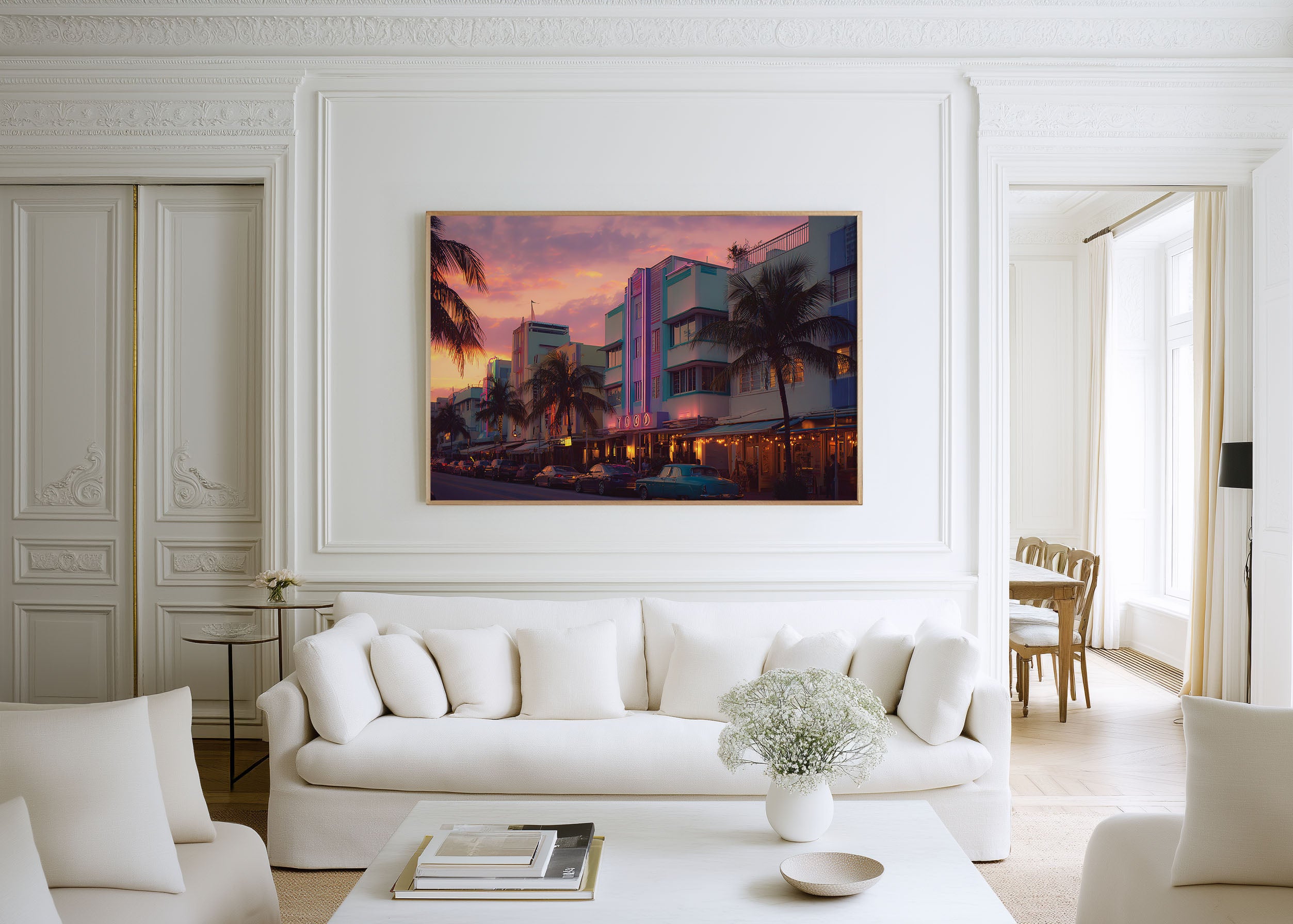Miami Ocean Drive Art Deco Sunset Wall Art Print