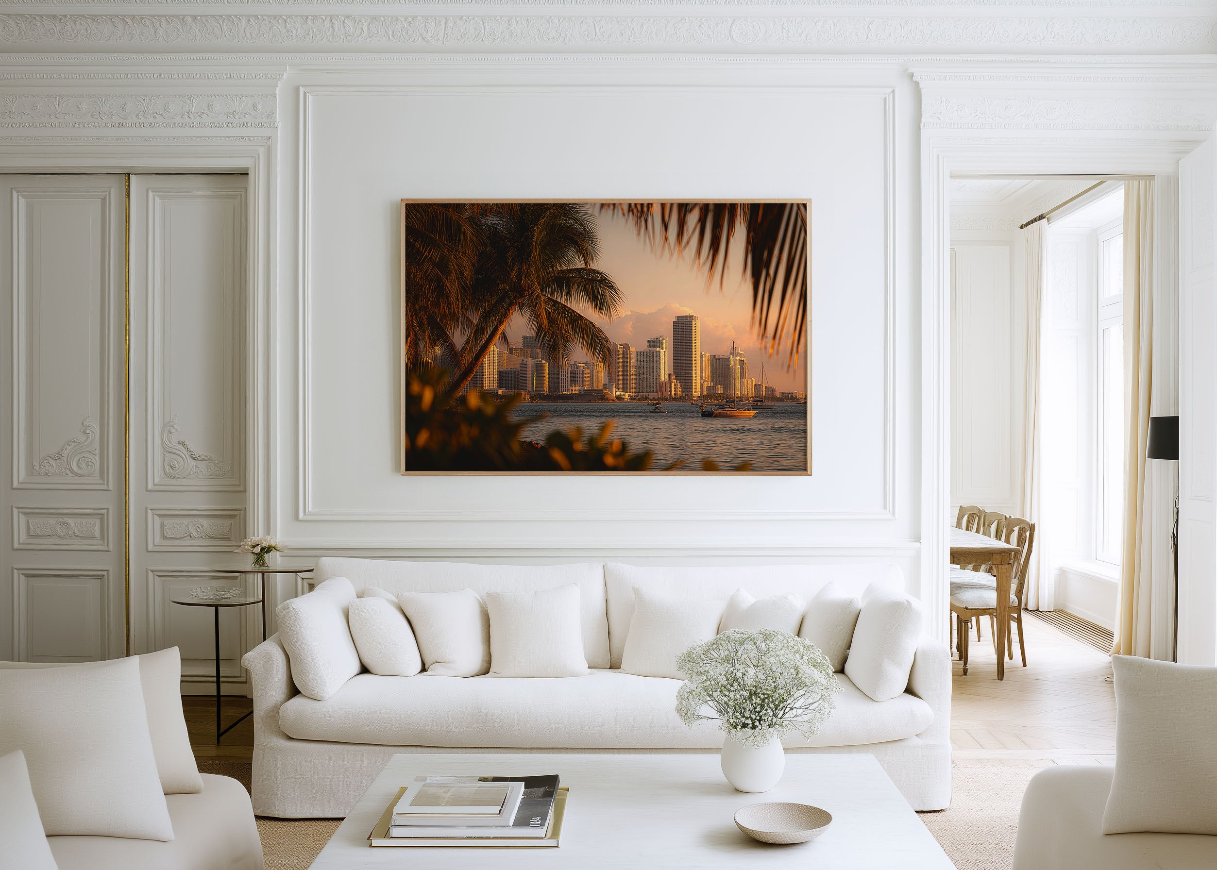 Miami Skyline Sunset Wall Art Print | Florida Tropical Cityscape