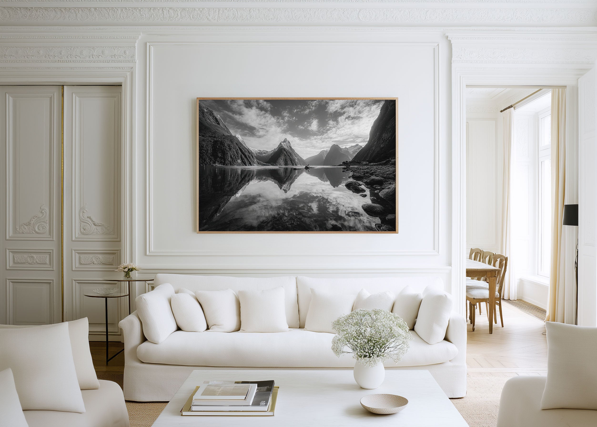 Milford Sound Black & White Wall Art Print