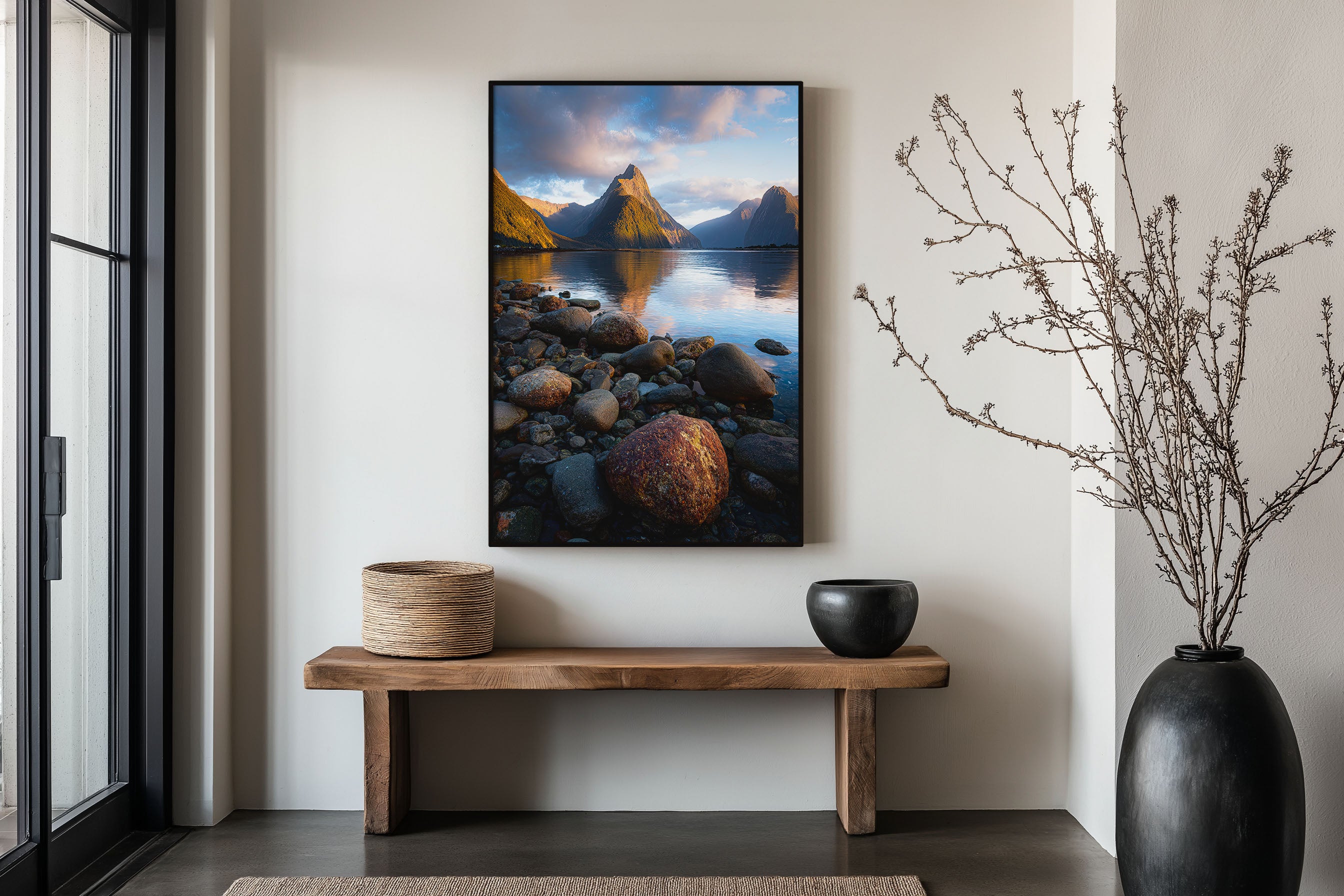 Milford Sound Golden Hour Wall Art Print | Mitre Peak Fiordland New Zealand Sunrise Photography | NZ Travel Poster | Alpine Coastal Home Decor