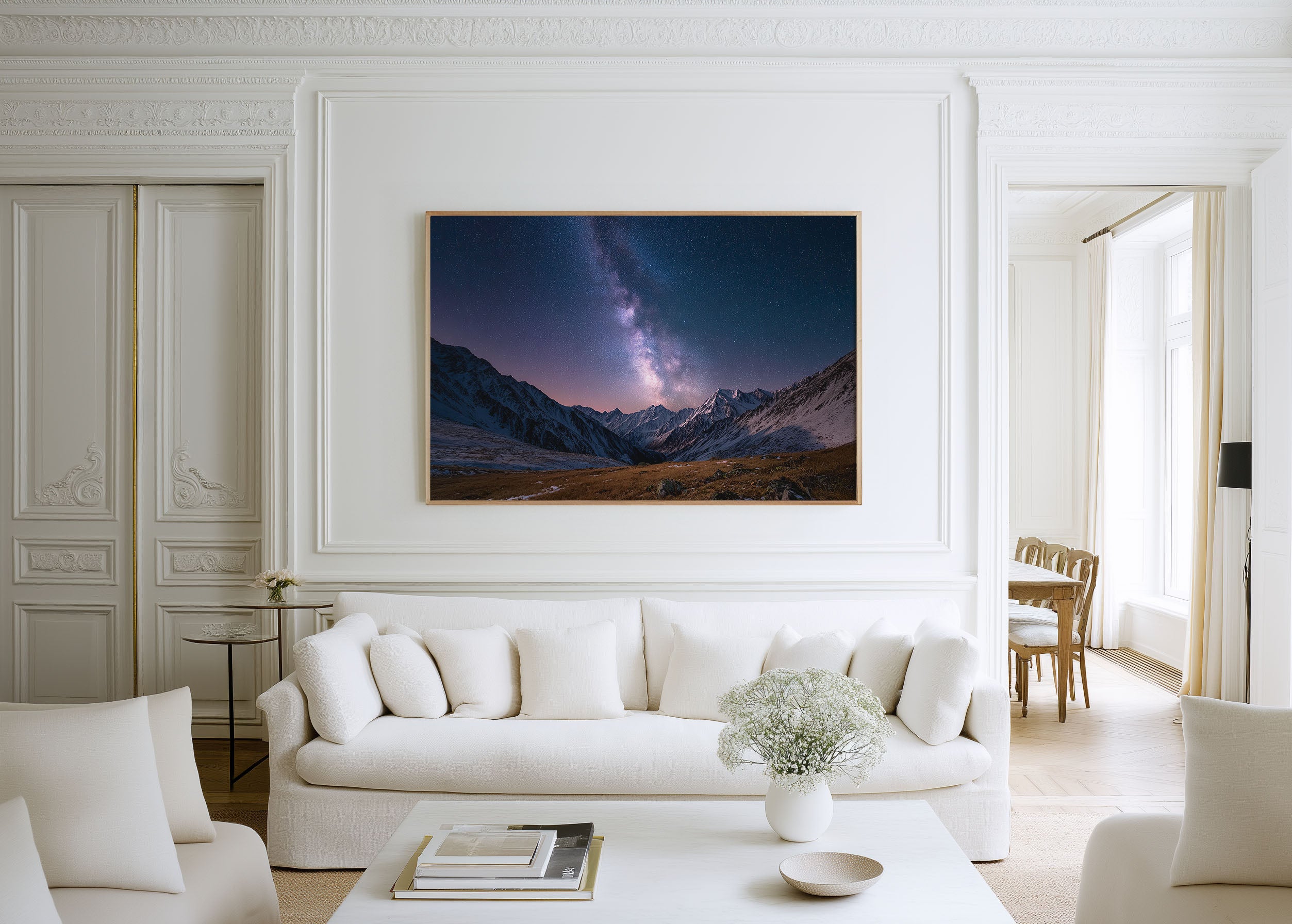 Milky Way Above Frozen Valley Wall Art – Winter Mountain Night Sky