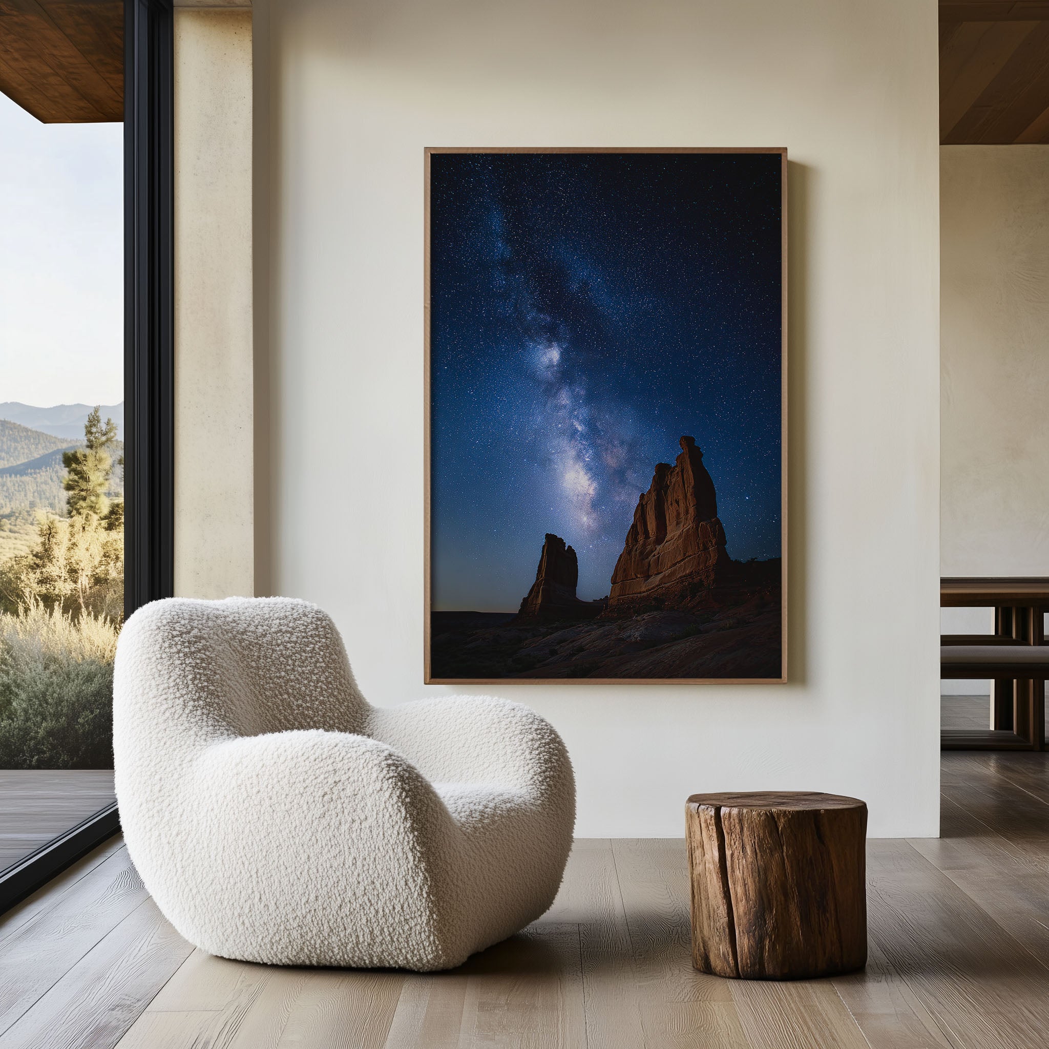 Milky Way Desert Rock Wall Art Print | Monument Valley Night Sky Canvas