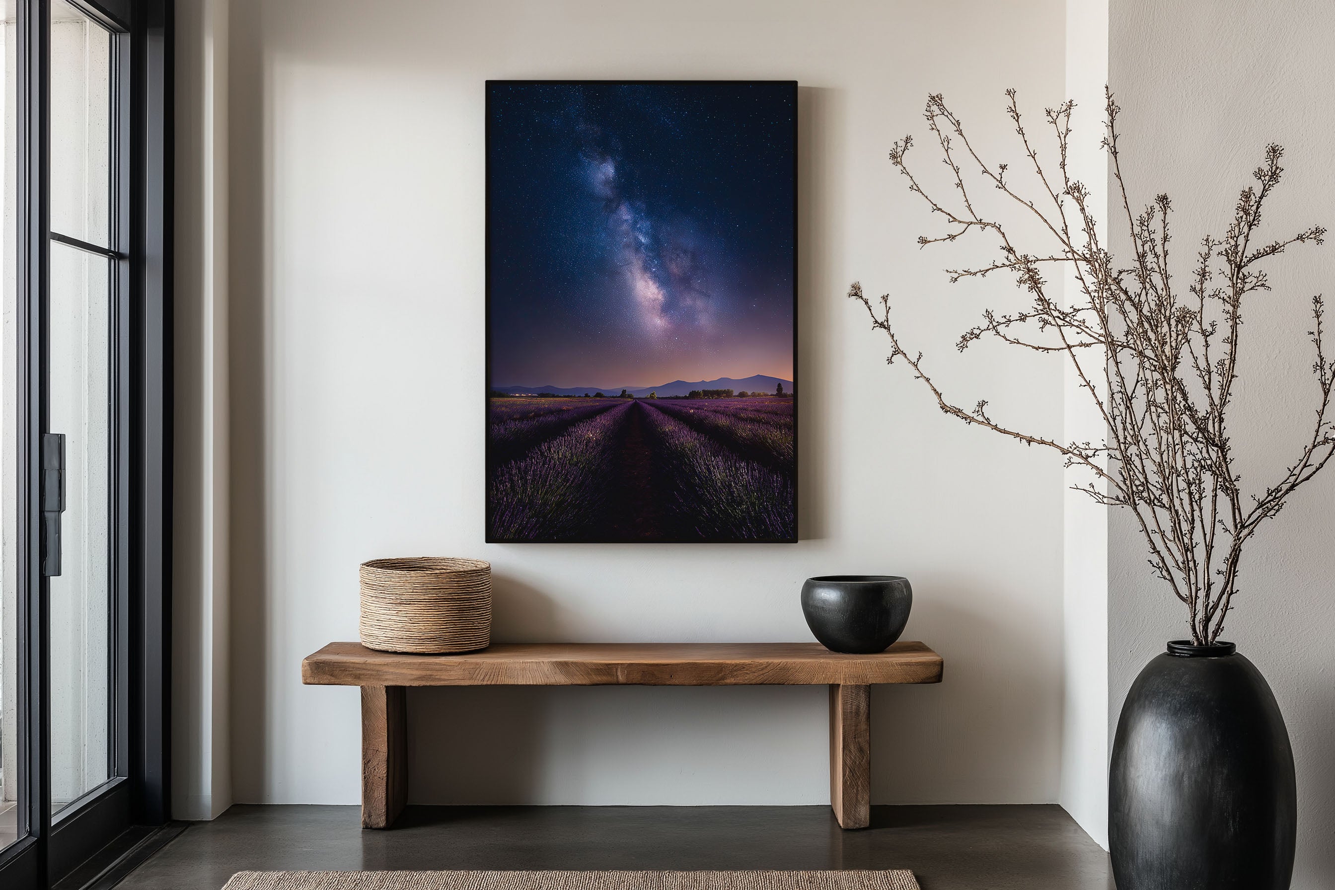 Milky Way Lavender Field Wall Art Print | Provence France Night Sky Photography | Galaxy Stars Landscape Poster