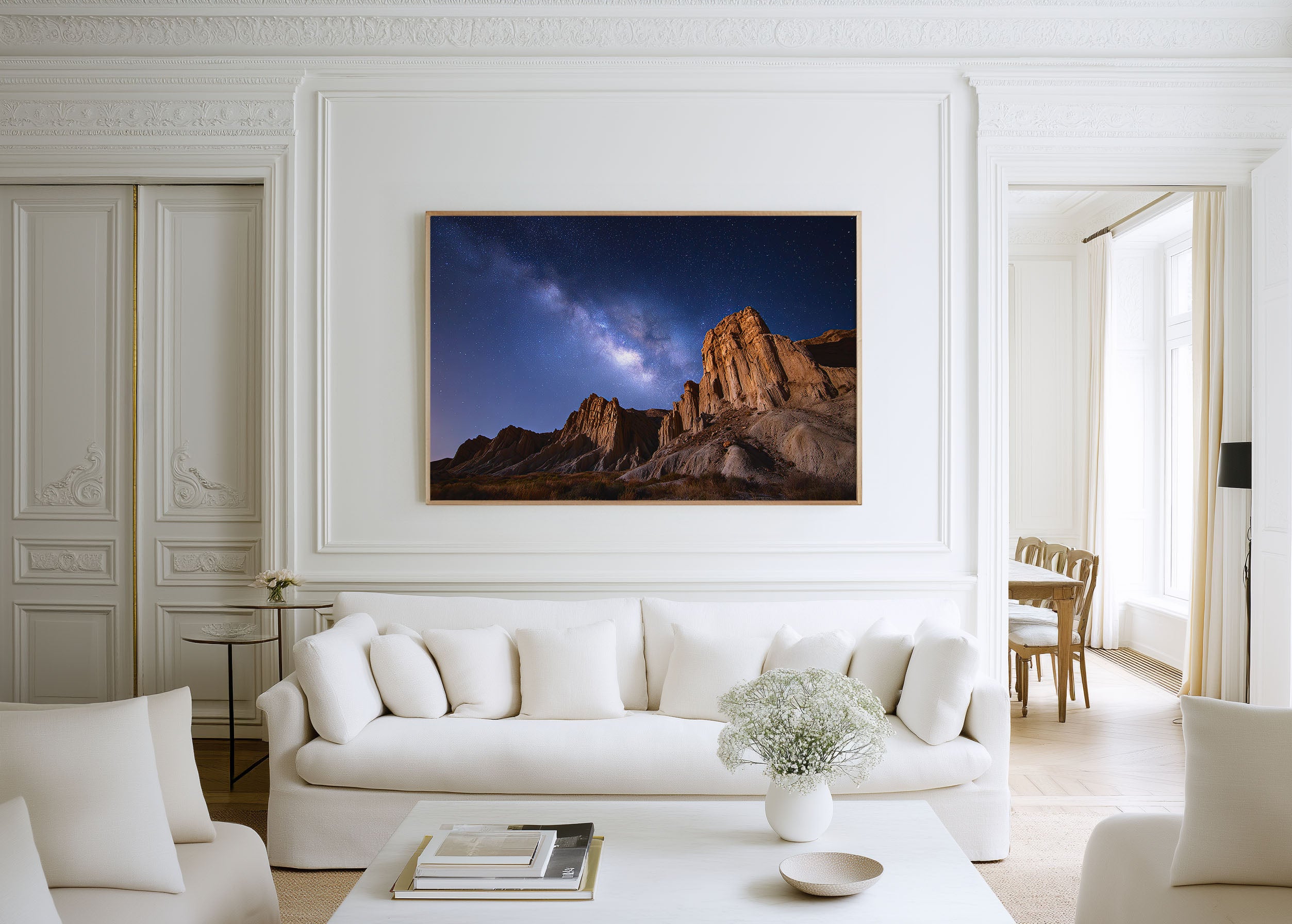Milky Way Over Ancient Desert Cliffs Wall Art – Night Sky Landscape