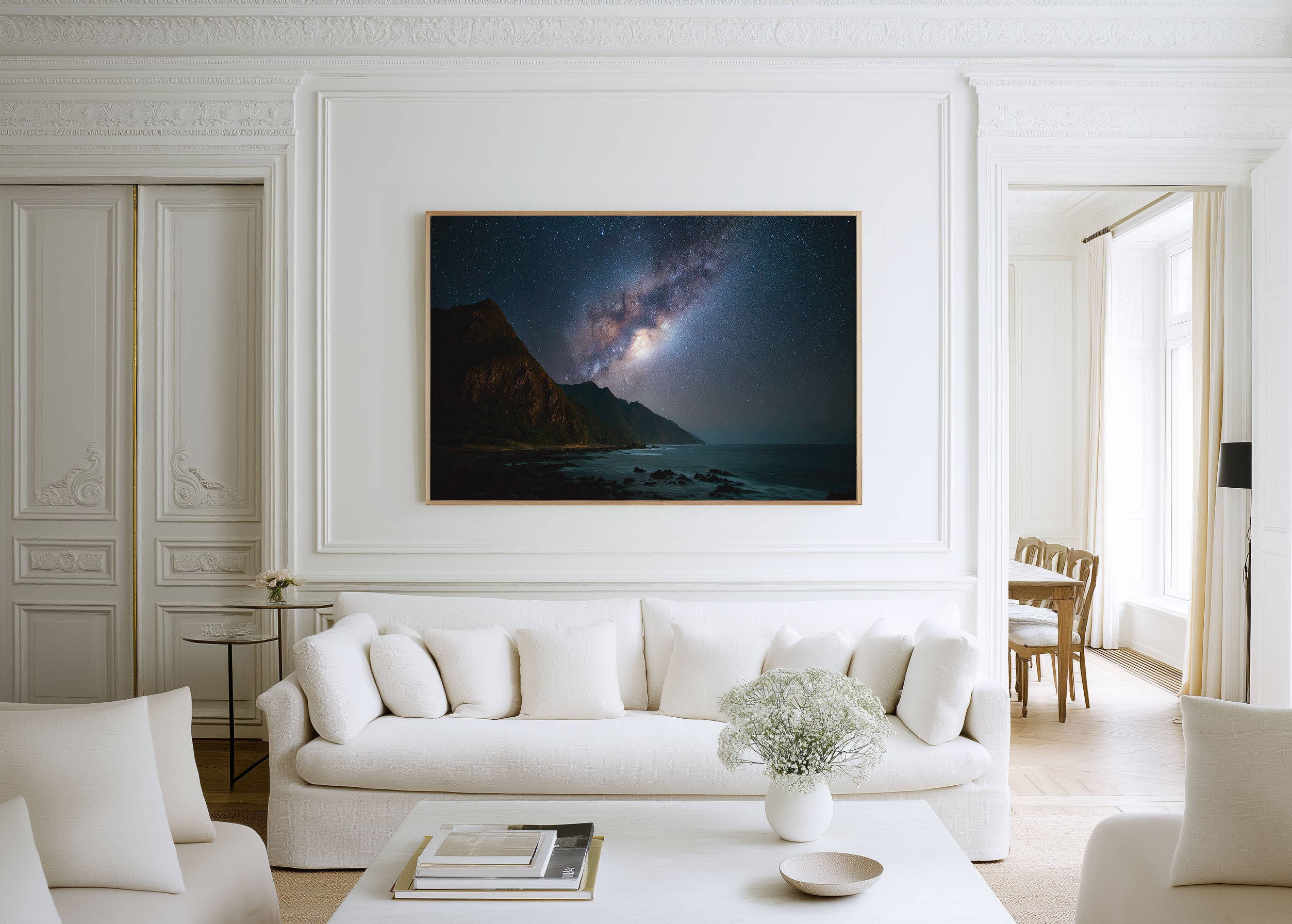 Milky Way Over Coastal Cliffs Wall Art – Ocean Night Sky Landscape