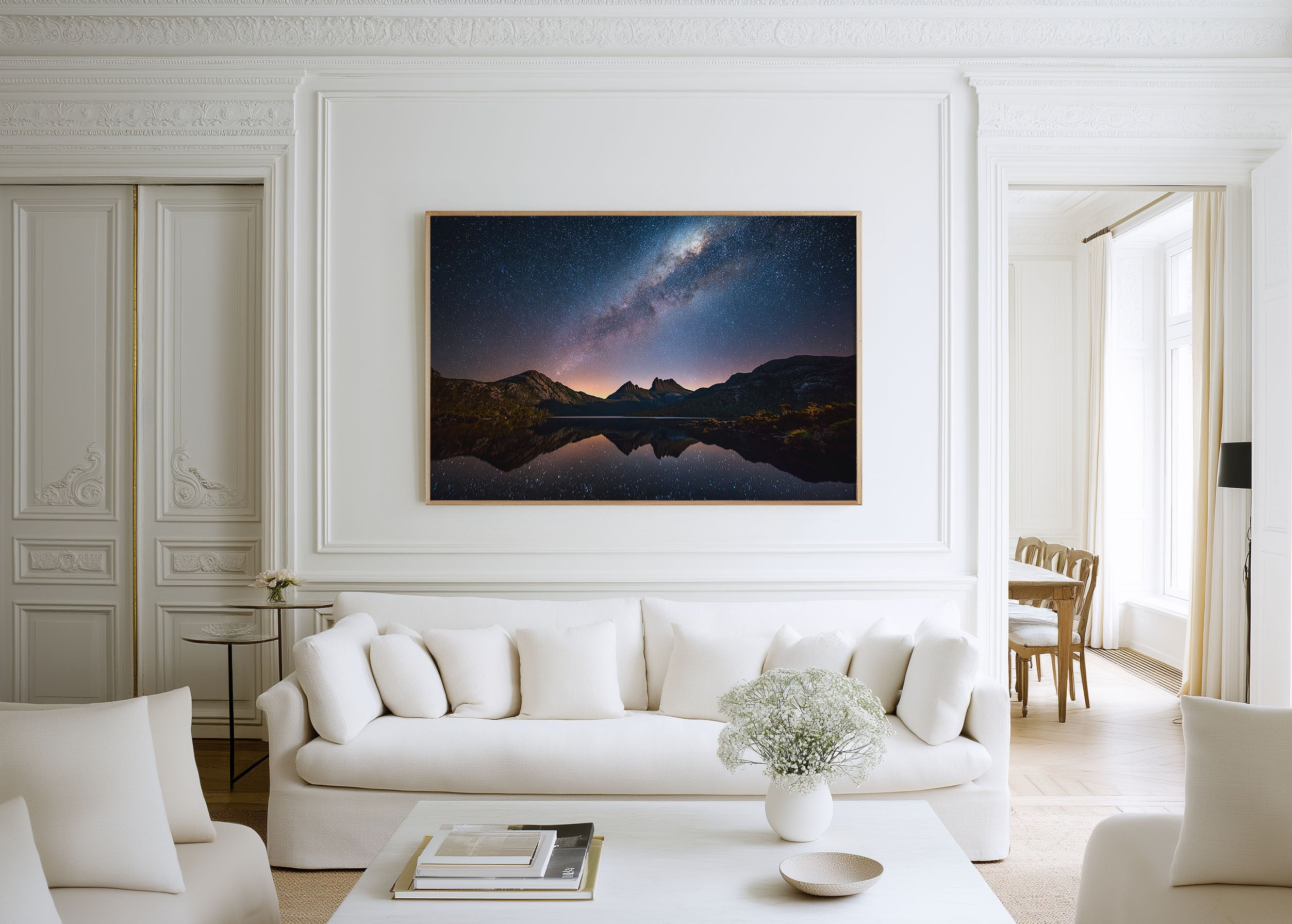 Milky Way Over Cradle Mountain Wall Art – Night Sky Reflection Lake