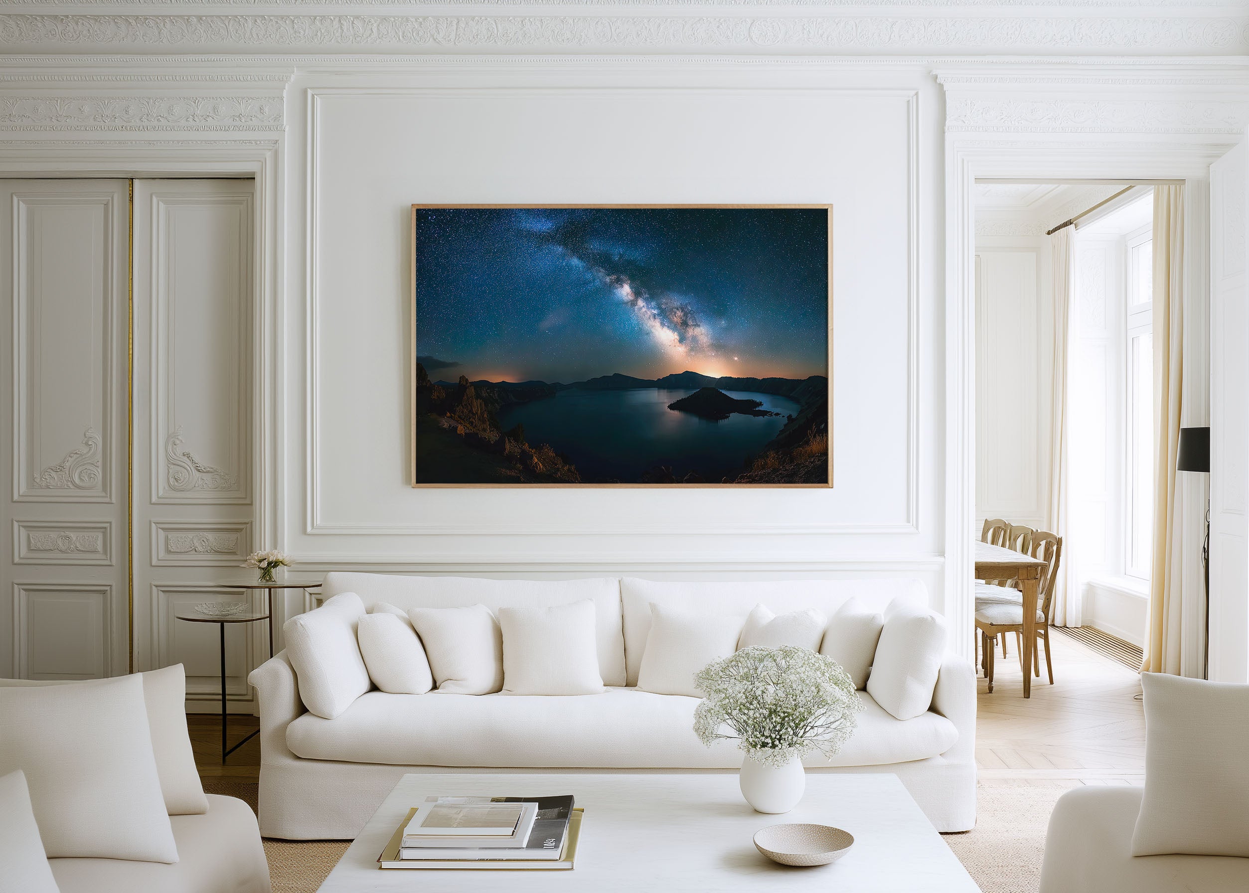 Milky Way Over Crater Lake Panorama – Cosmic Night Wall Art