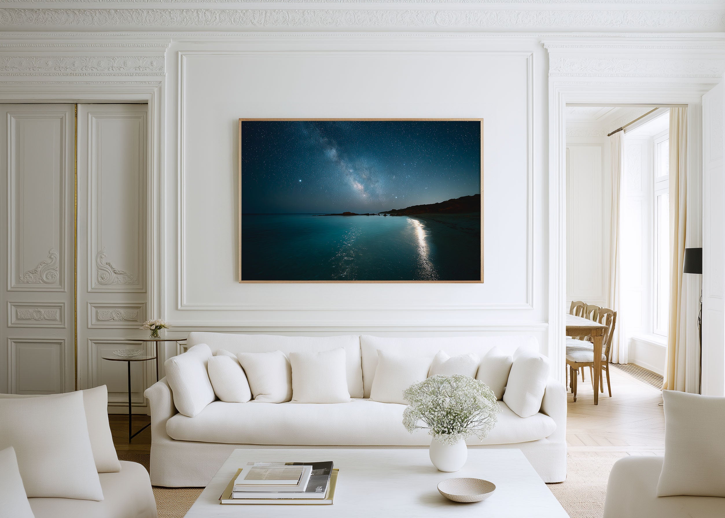 Milky Way Over Ocean Beach Wall Art – Coastal Night Sky Galaxy Landscape