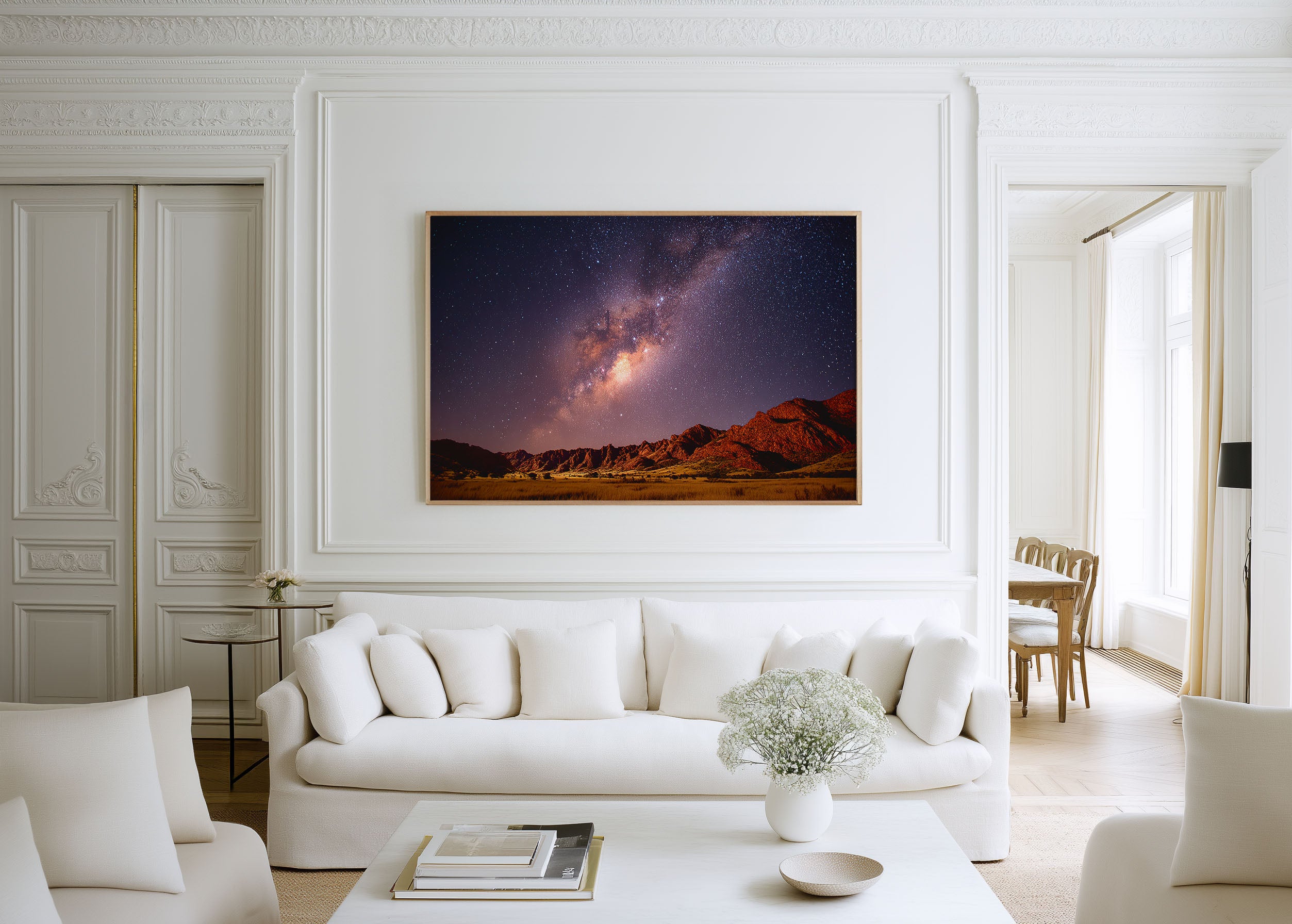 Milky Way Over Red Rock Mountains Wall Art – Desert Night Sky Print