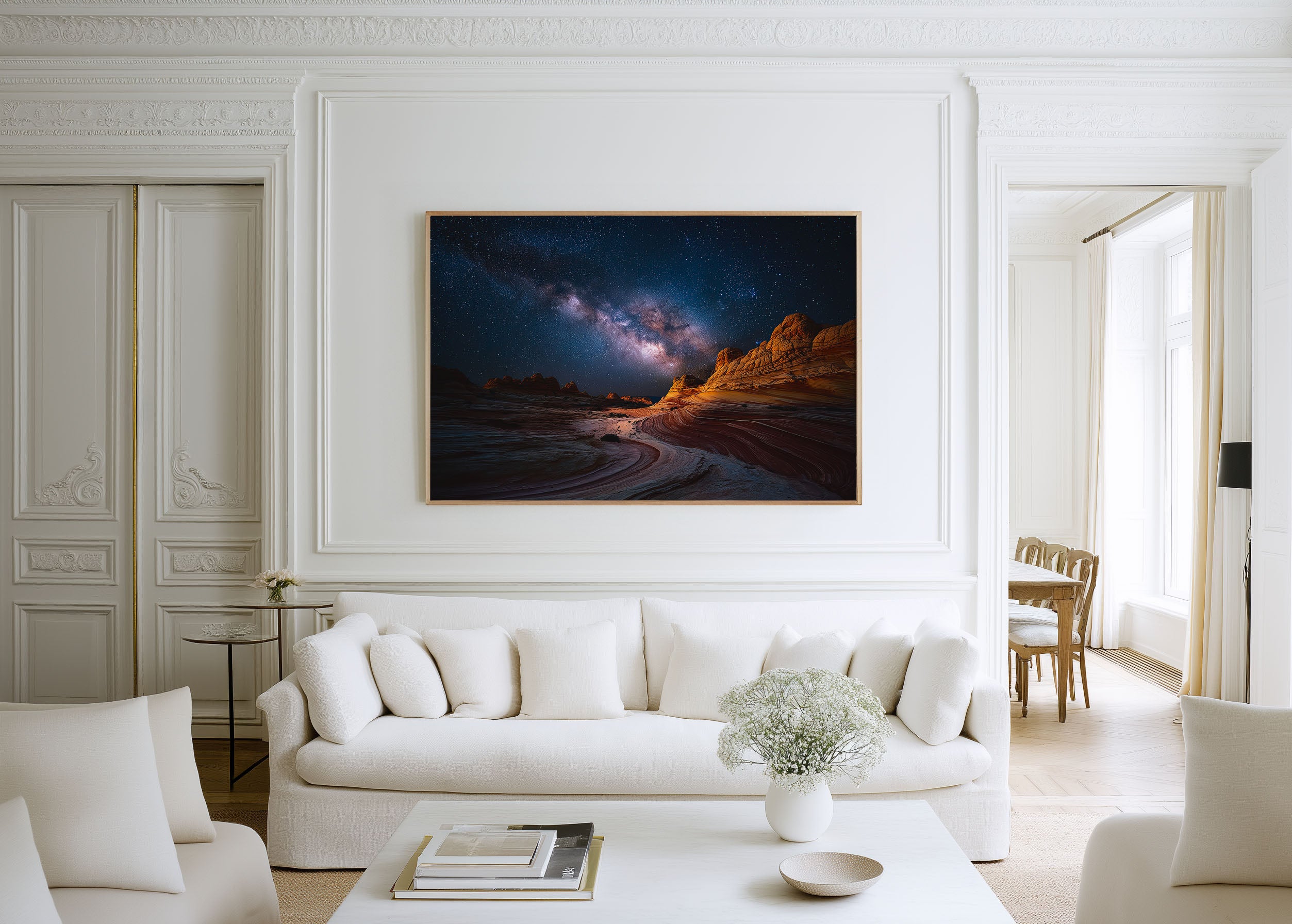 Milky Way Over Desert Wave Wall Art – Cosmic Sandstone Landscape