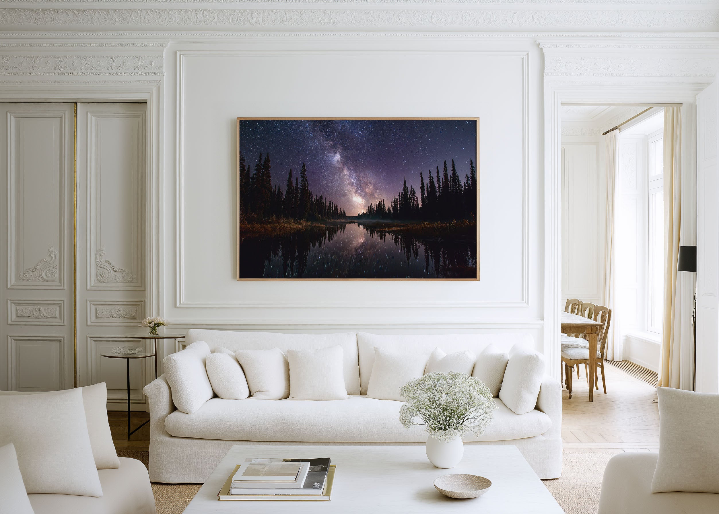 Milky Way Reflections Forest Lake Wall Art – Night Sky Landscape