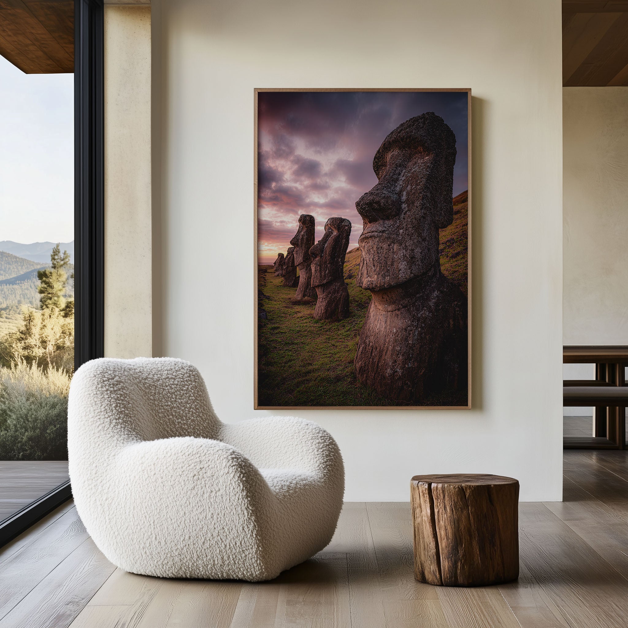 Easter Island Moai Statues Sunset Wall Art | Rapa Nui Ancient Stone Figures Landscape Print | Dramatic Travel Photography