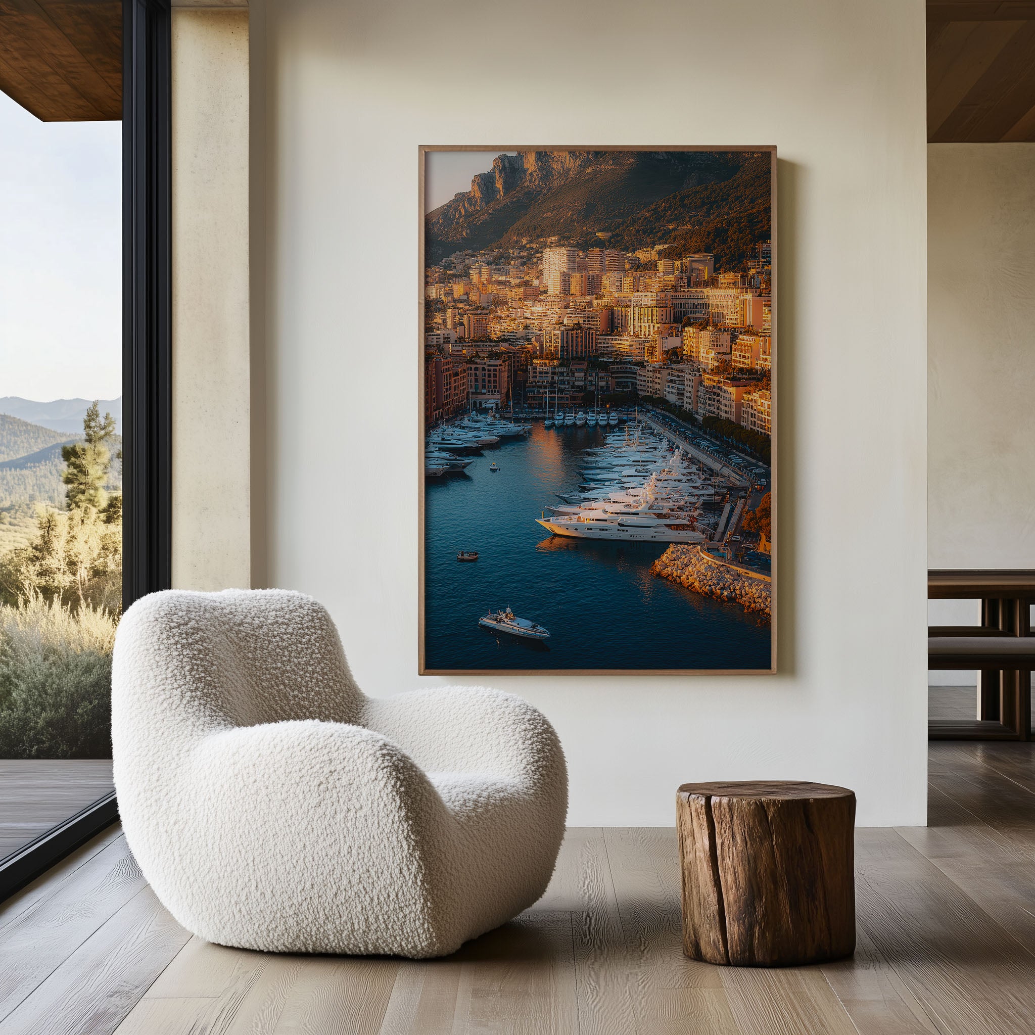 Monaco Harbour Sunset Wall Art | Port Hercule French Riviera Print | Travel Photography Poster