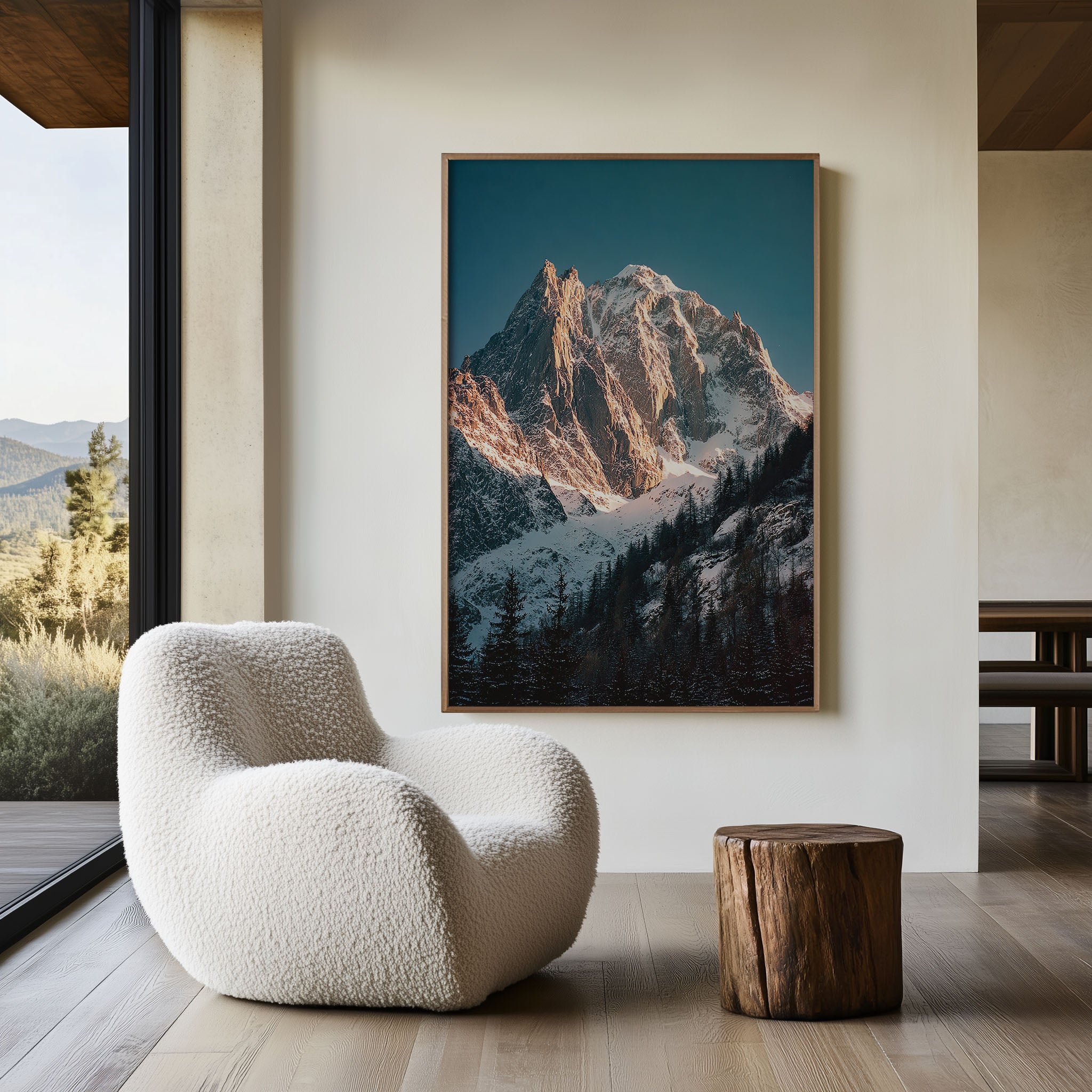 Mont Blanc Massif Wall Art Print | French Alps Alpenglow Mountain Photography | Chamonix Winter Landscape Poster | Alpine Home Decor