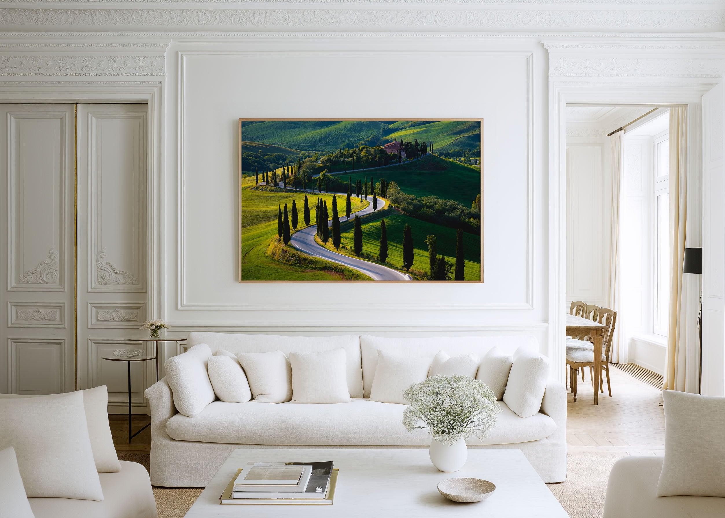 Tuscany Cypress Road Wall Art – Monticchiello Italy Rolling Hills Landscape Print