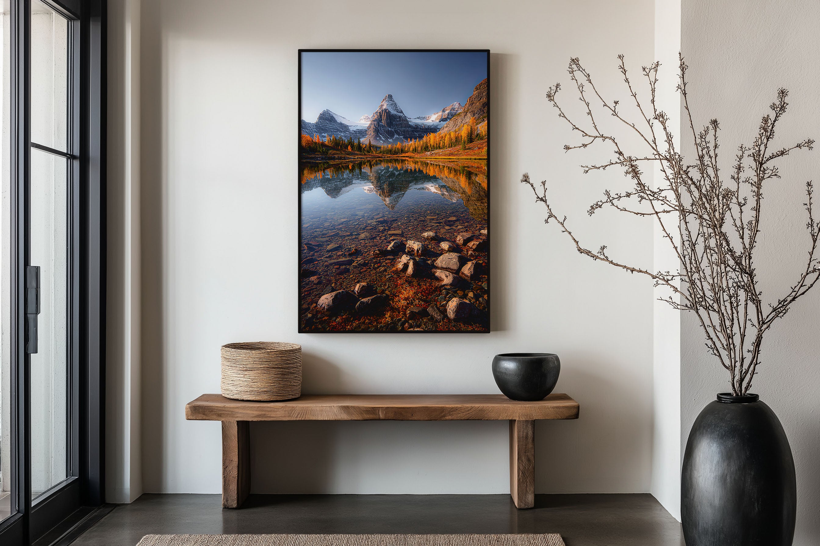 Mount Assiniboine Larch Reflection Print | Canadian Rockies Autumn Wall Art | Sunburst Lake Fall Landscape Photography Poster