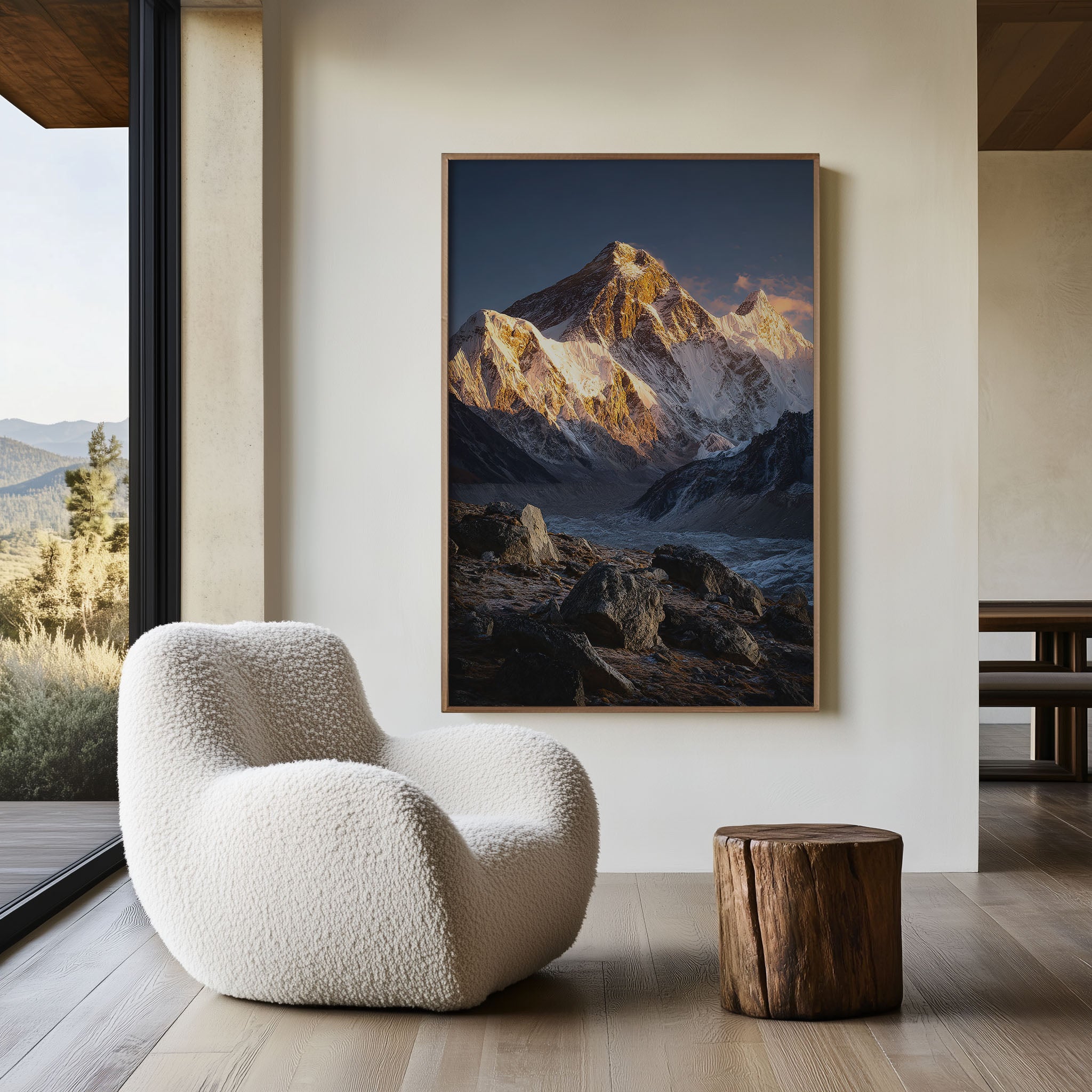 Mount Everest Sunrise Golden Light Himalaya Nepal Wall Art Print | World's Highest Peak Photography Poster | Mountain Adventure Nature Decor