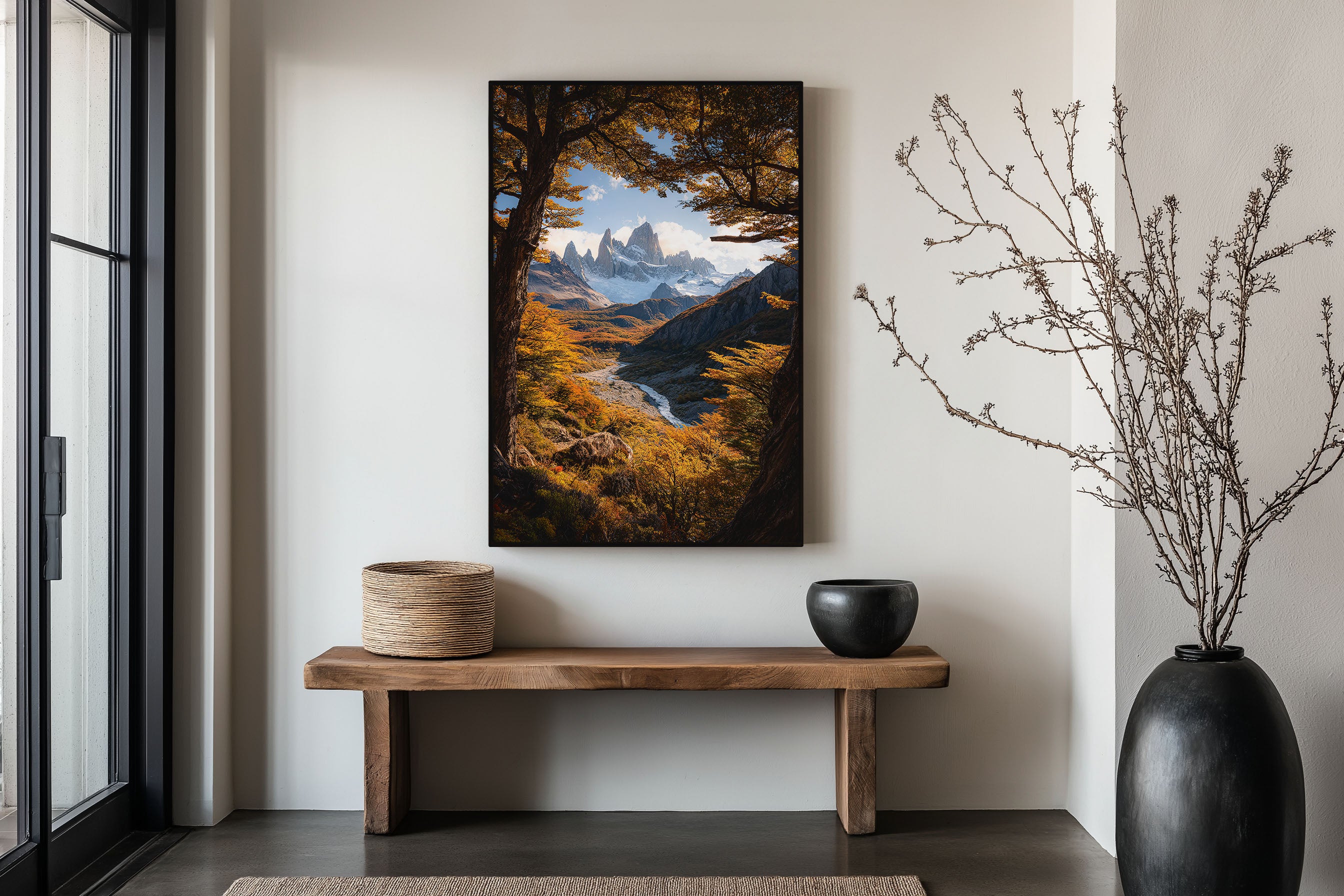 Mount Fitz Roy Autumn Valley Print | Patagonia Golden Forest Wall Art | El Chaltén Argentina Photography