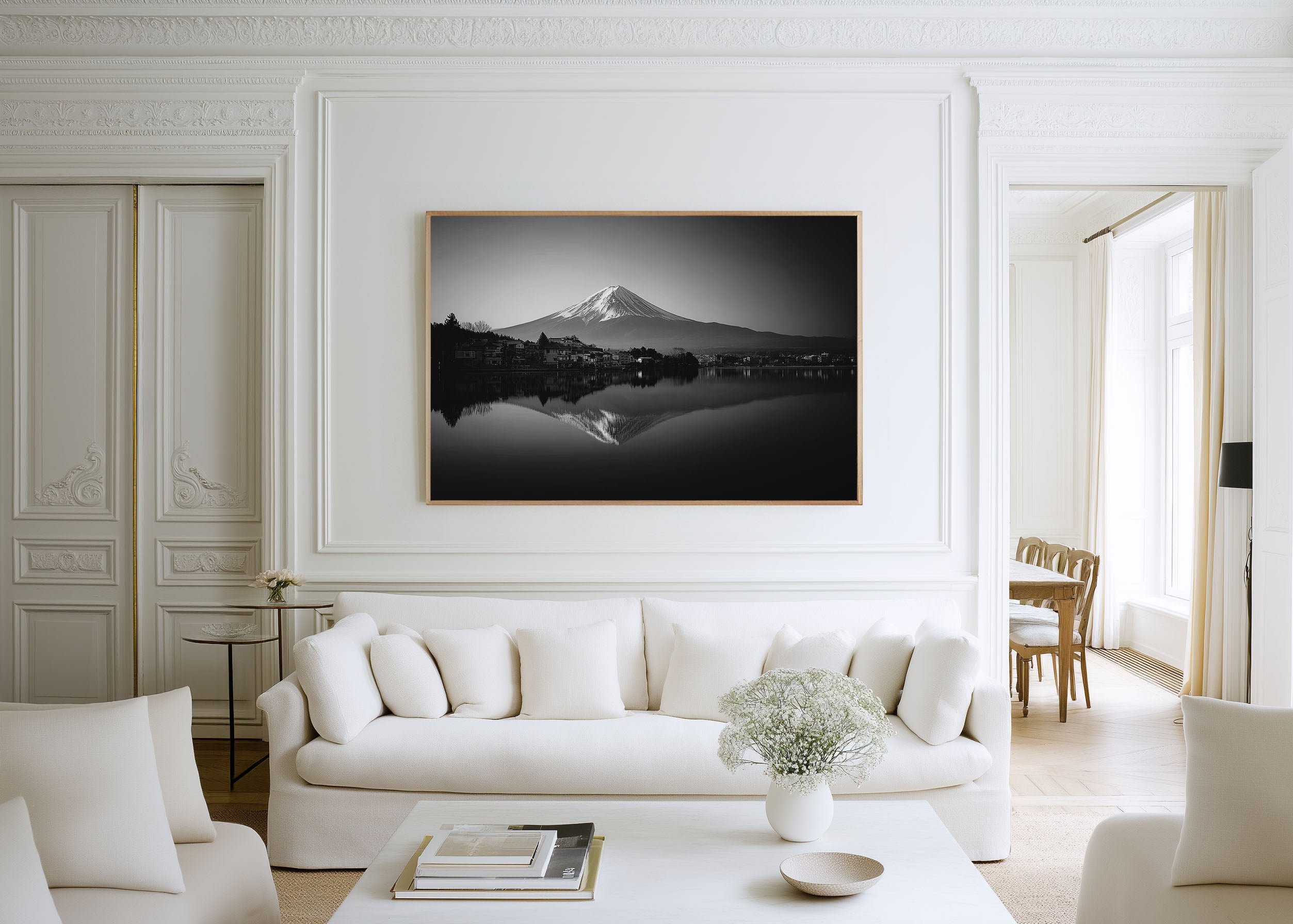 Mount Fuji Black & White Canvas Wall Art Print