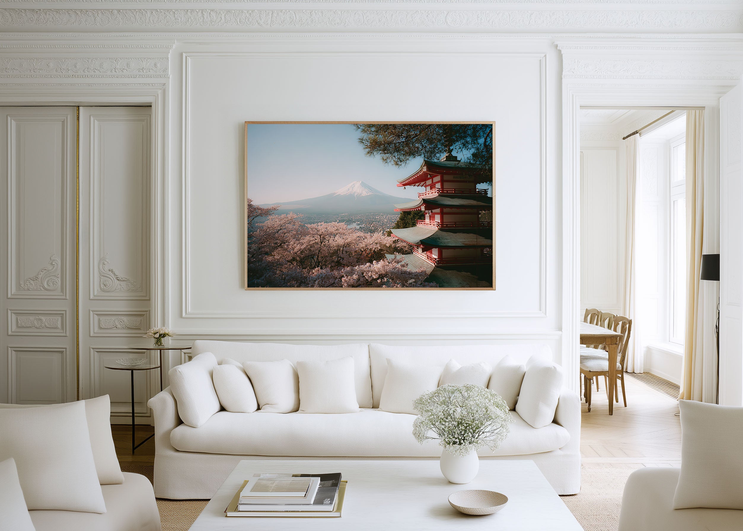 Mount Fuji Chureito Pagoda Japan Wall Art Print, Sakura Landscape
