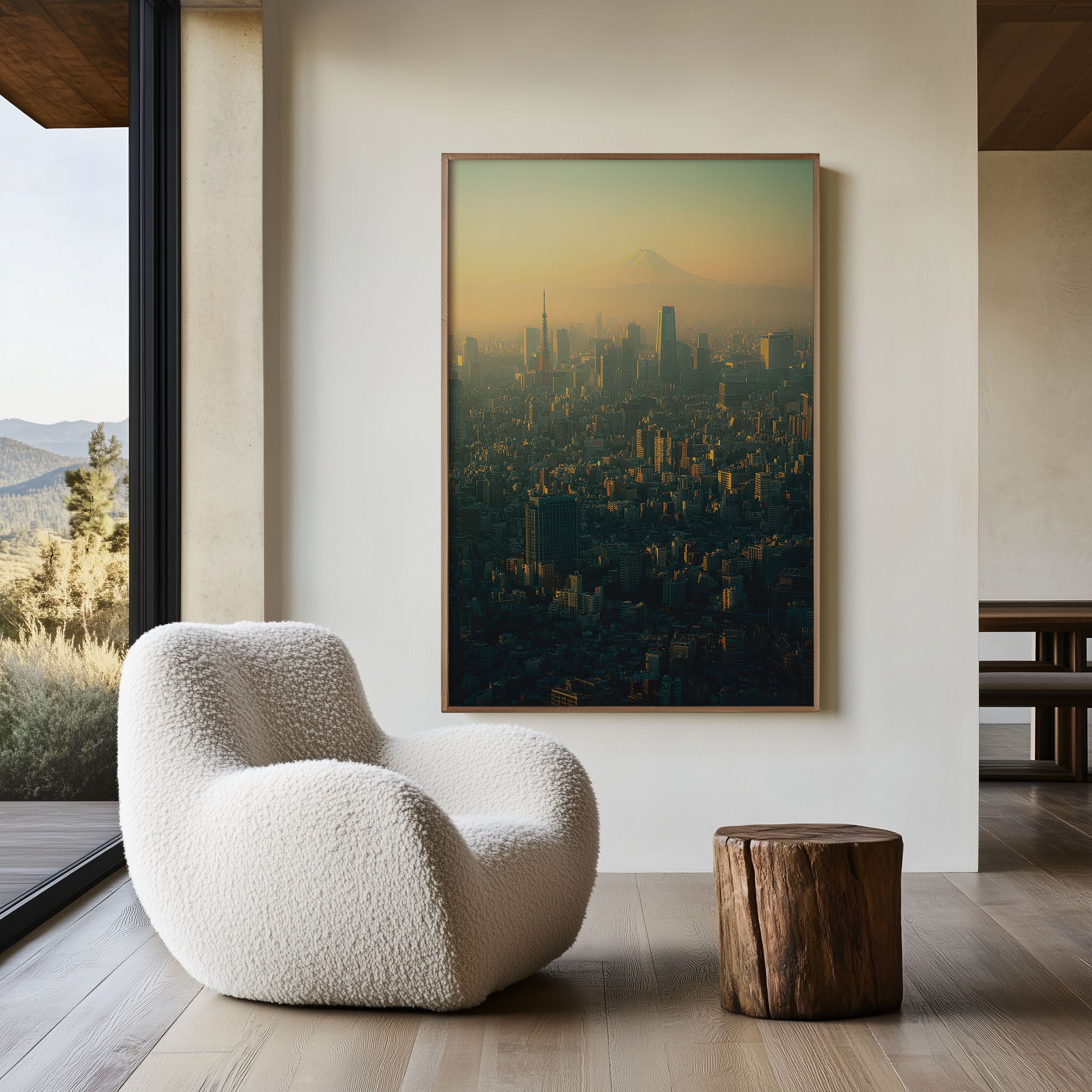 Mount Fuji Tokyo Skyline Golden Hour Aerial Wall Art Print | Japan City Landscape Photography Poster | Urban Travel Decor