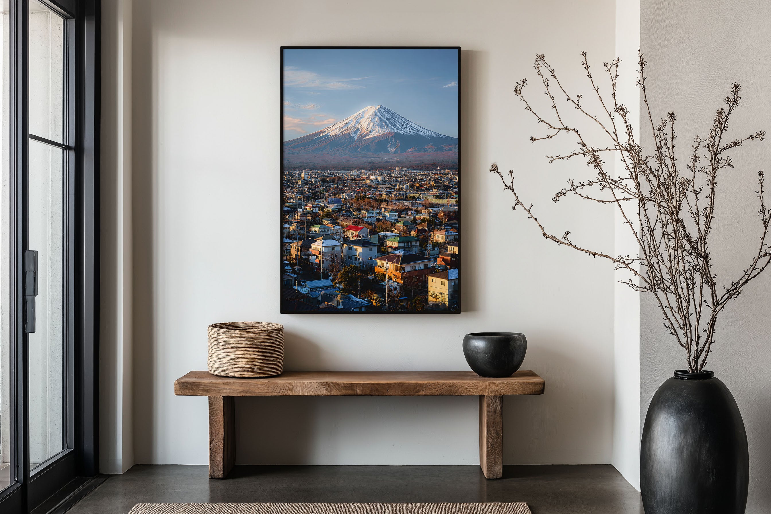 Mount Fuji Print | Snow-Capped Peak Over Fujiyoshida City | Japan Travel Wall Art | Landscape Photography Poster