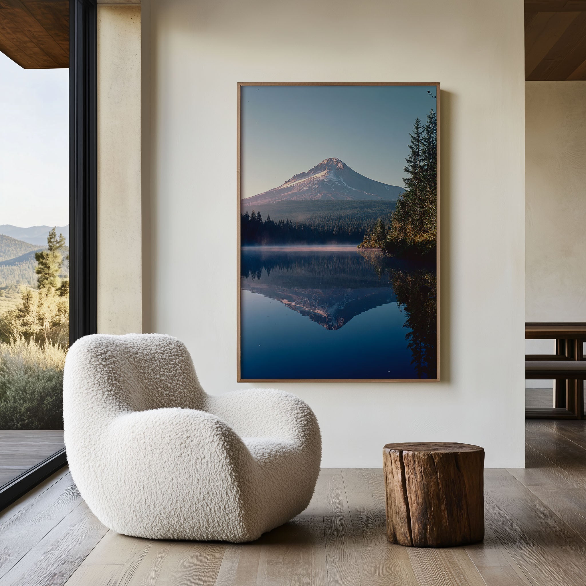 Mount Hood Reflection Wall Art Print | Trillium Lake Oregon Misty Sunrise Photography | Pacific Northwest Travel Poster | Nature Home Decor