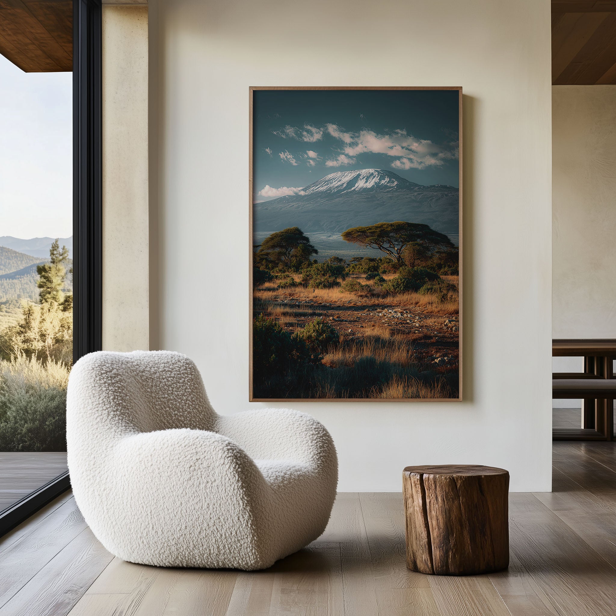 Mount Kilimanjaro Snow-Capped Peak Acacia Trees Tanzania Wall Art Print | Africa Safari Landscape Photography Poster | East African Nature Decor